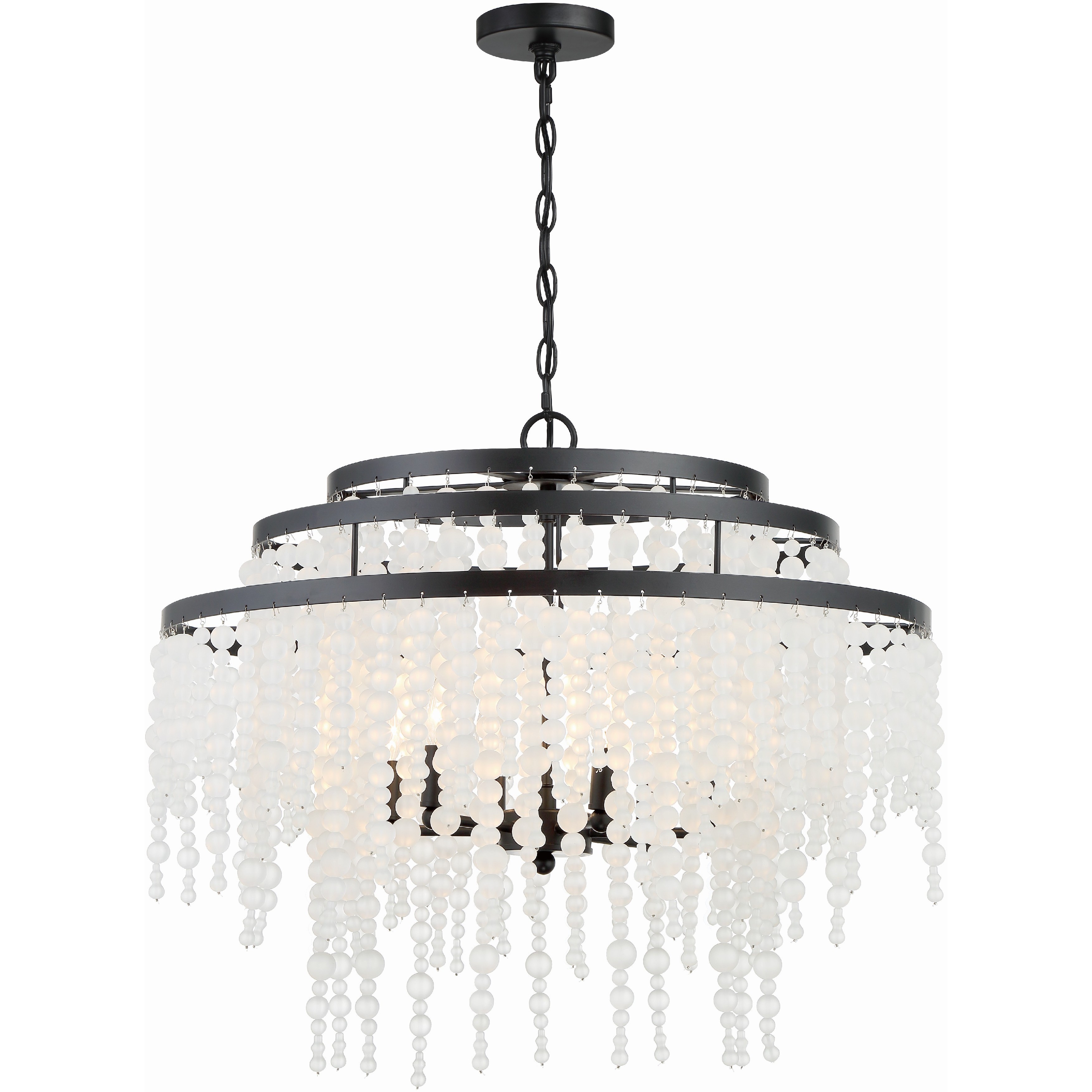 Poppy 6 Light 26.5 inch Matte Black Chandelier Ceiling Light in Matte Black and Forged Bronze