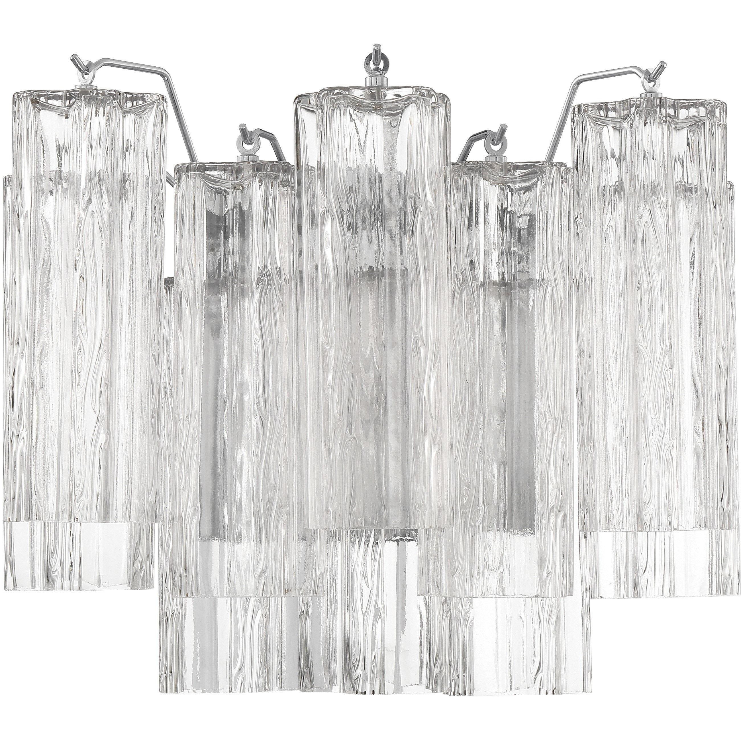 Addis Bath Wall Light in Polished Chrome, Tronchi Glass Clear