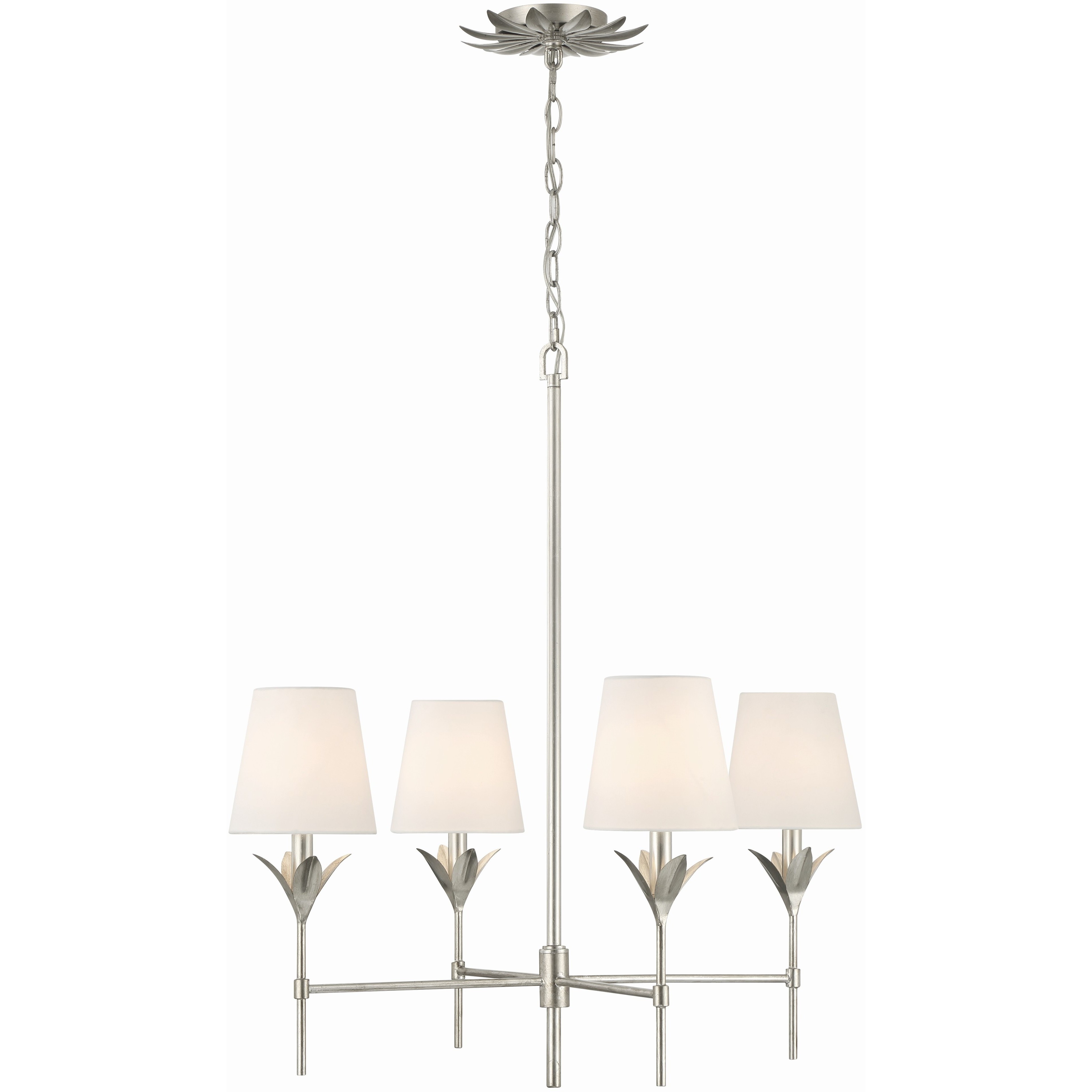 Broche 4 Light 28 inch Antique Silver Chandelier Ceiling Light