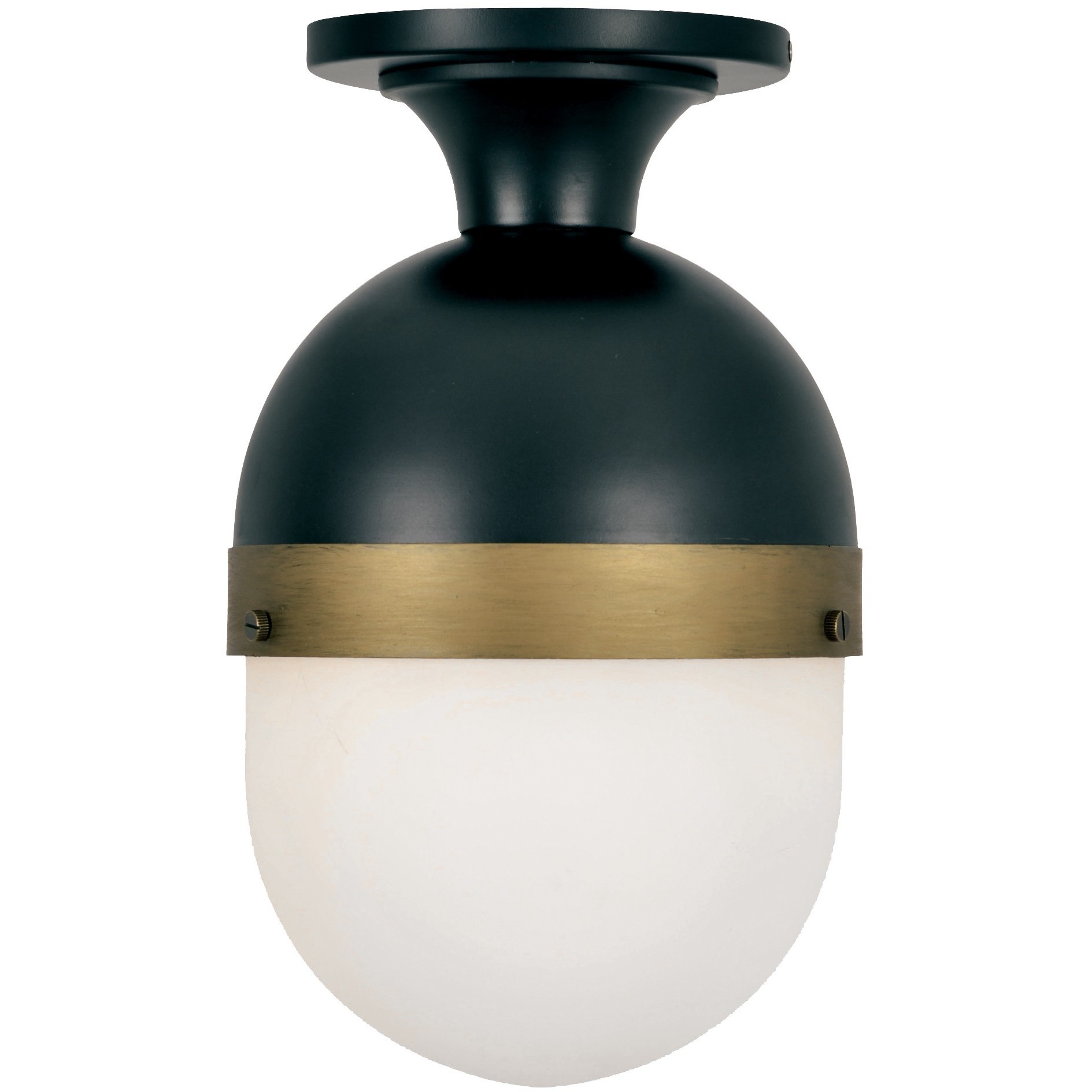 Capsule 1 Light 8 inch Matte Black and Textured Gold Outdoor Semi Flush, Brian Patrick Flynn