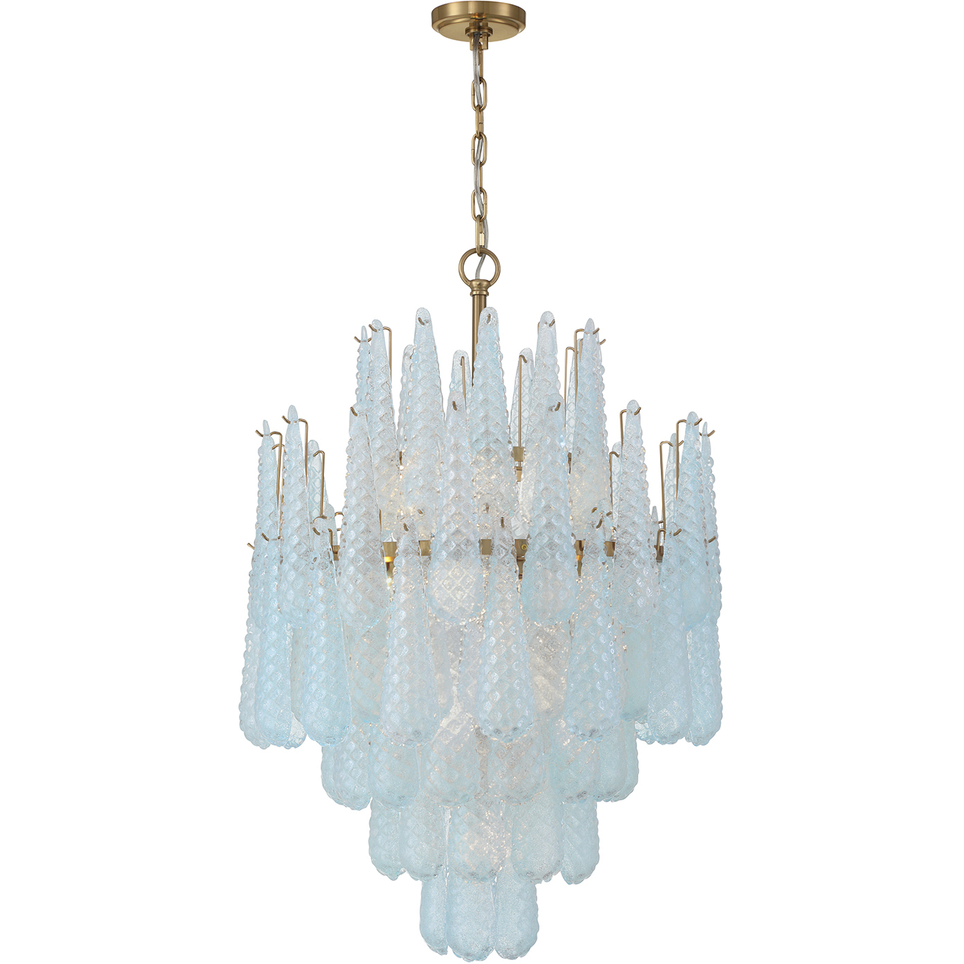 Ollie 16 Light 26.25 inch Aged Brass Chandelier Ceiling Light in Sand Glass Blue