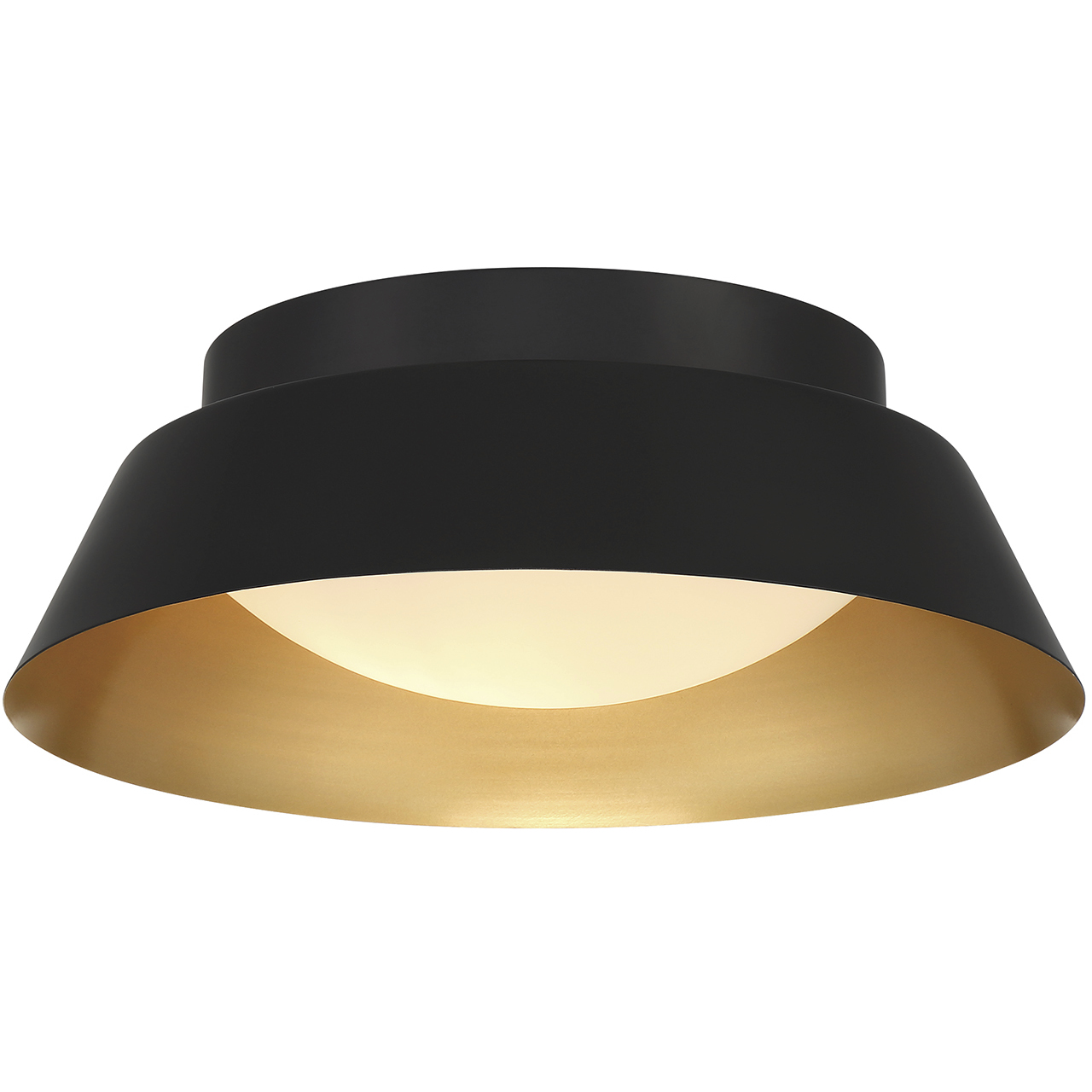 Donoven 2 Light 15 inch Matte Black and Gold Flush Ceiling Light