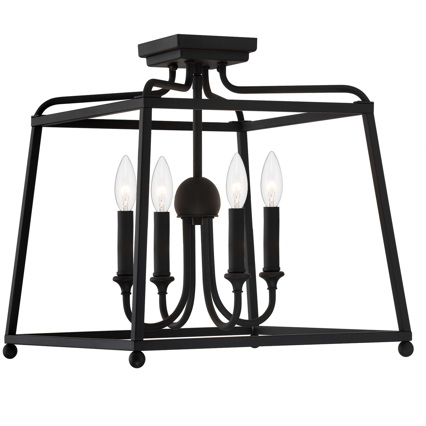 Sylvan 4 Light 16 inch Black Forged Semi Flush Ceiling Light