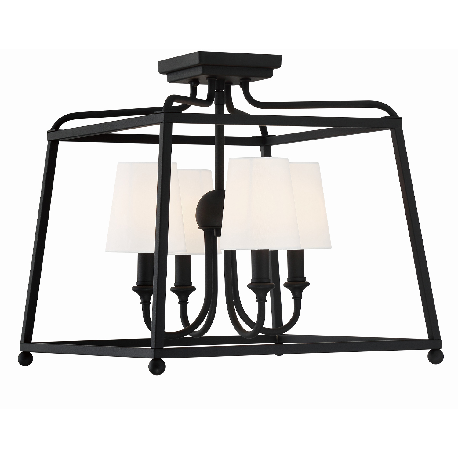 Sylvan 4 Light 16 inch Black Forged Semi Flush Ceiling Light