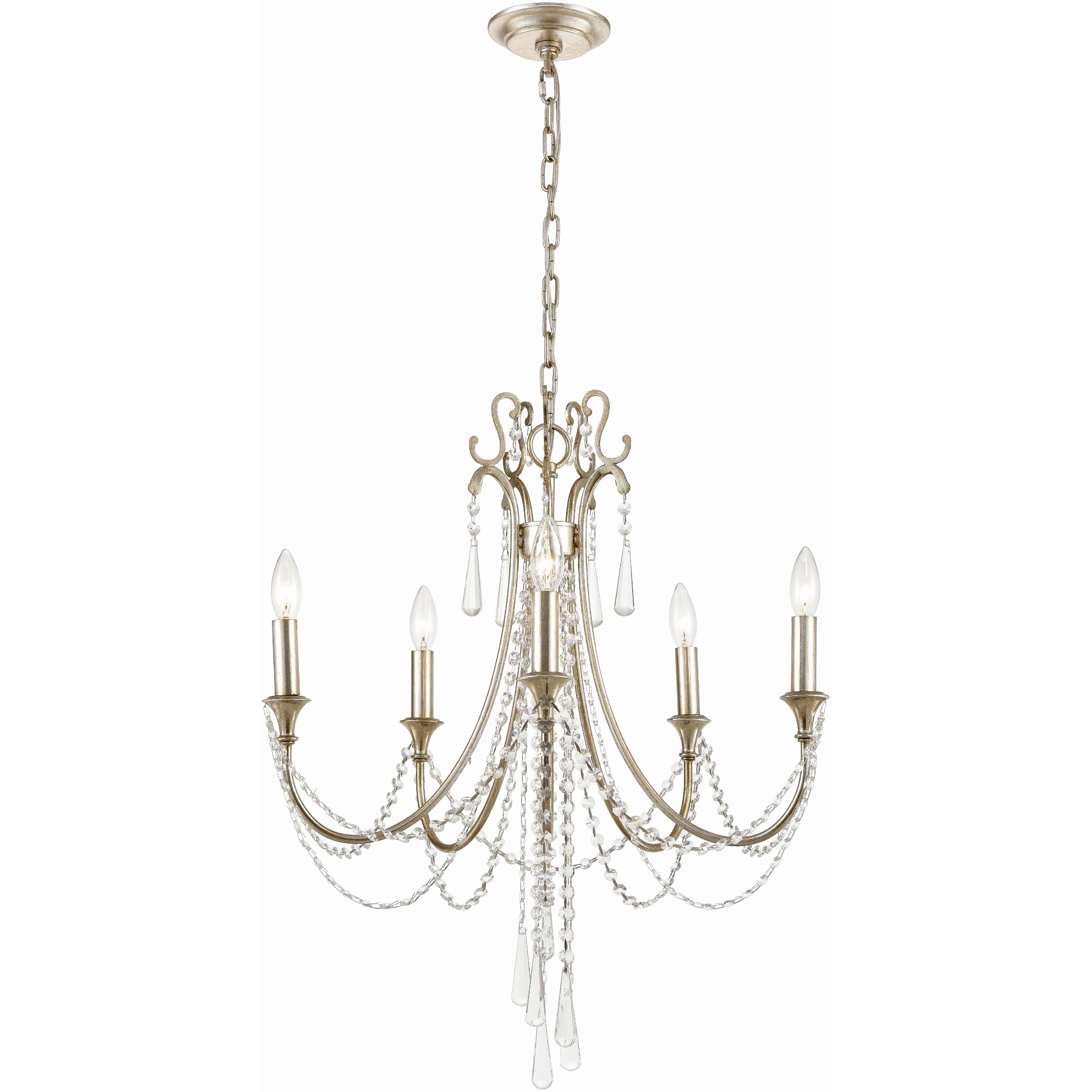 Arcadia 5 Light 23.5 inch Antique Silver Chandelier Ceiling Light