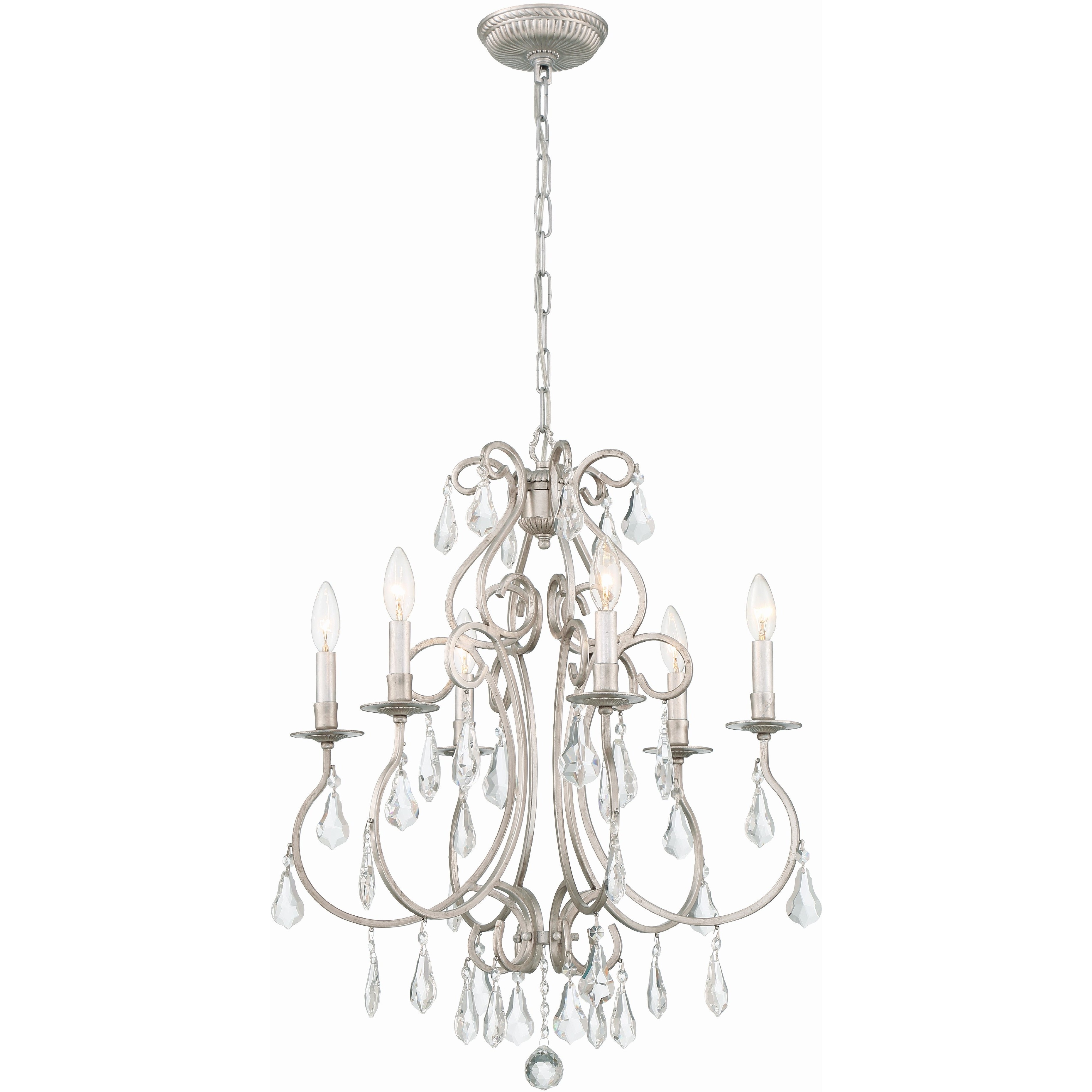 Ashton 6 Light 21.5 inch Olde Silver Chandelier Ceiling Light in Clear Swarovski Strass
