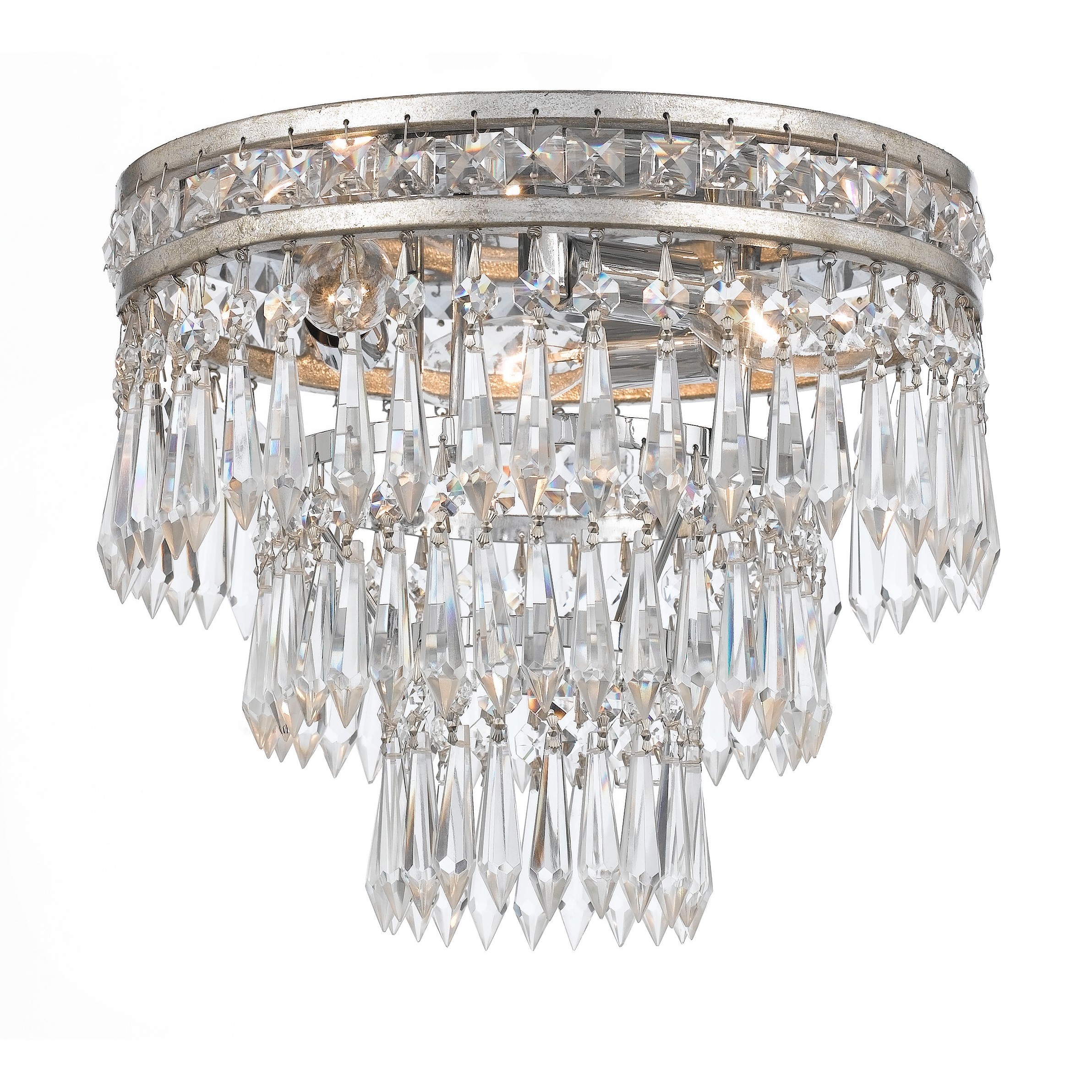Mercer 3 Light 12 inch Olde Silver Flush Ceiling Light