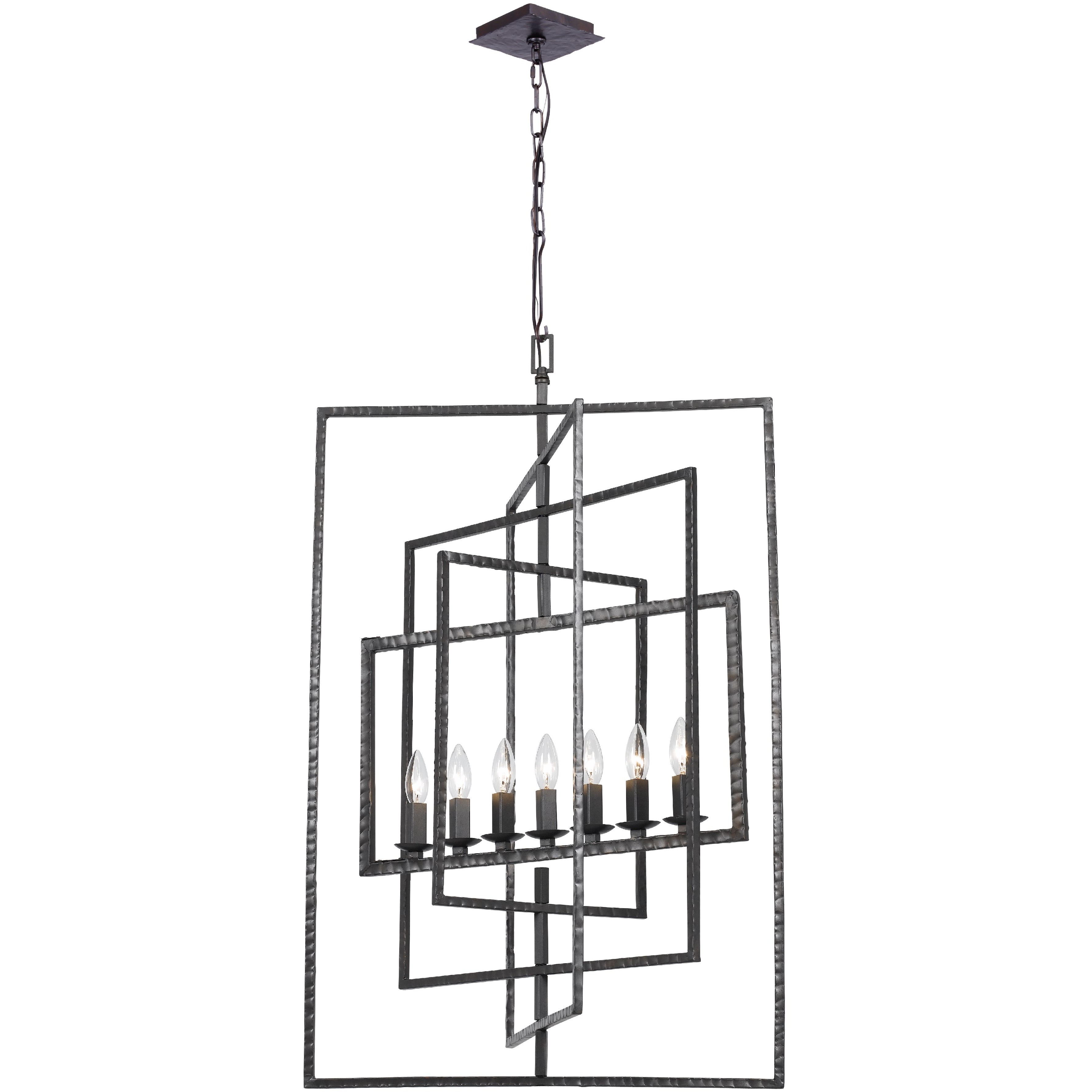 Capri 7 Light 24 inch Raw Steel Lantern Chandelier Ceiling Light
