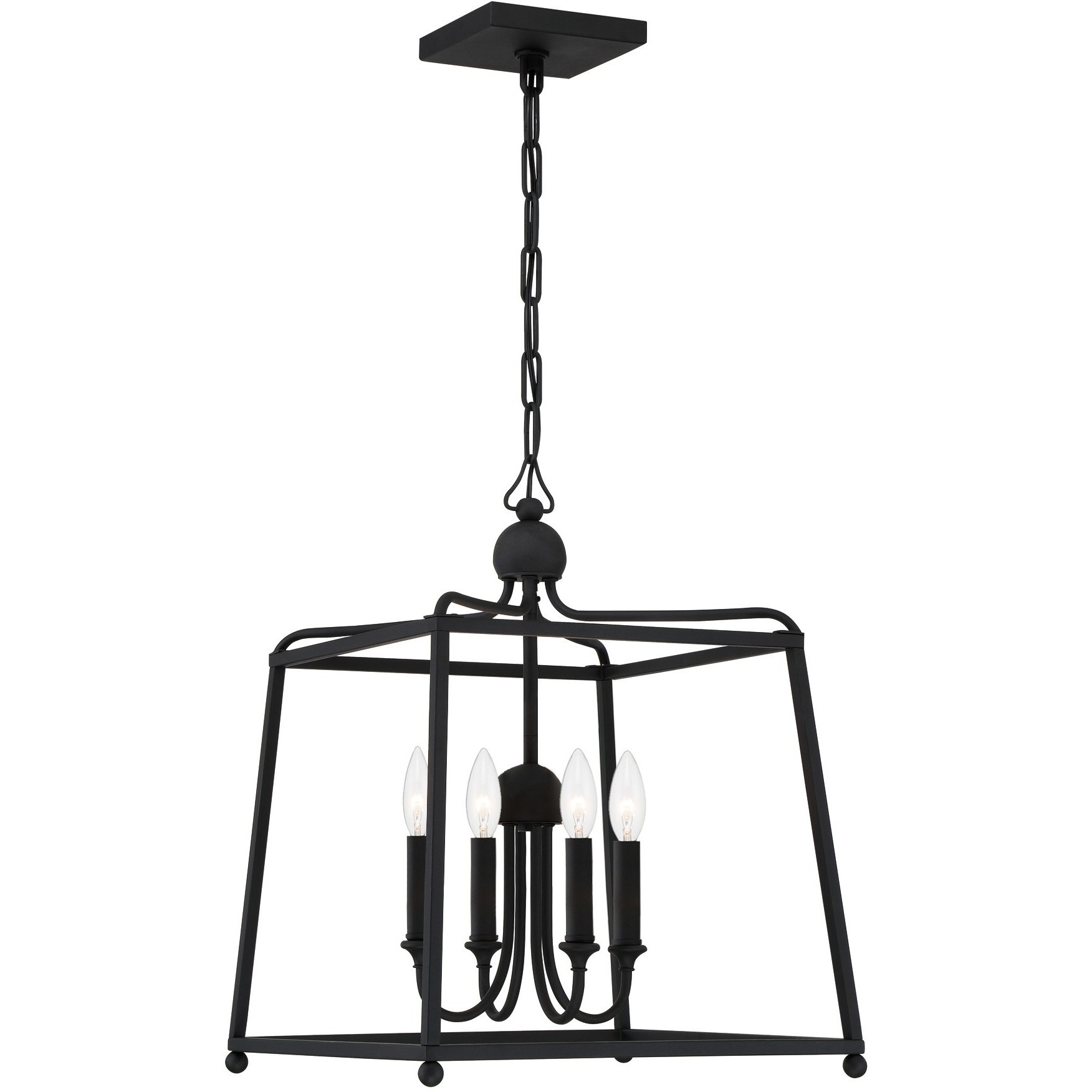 Sylvan 4 Light 16 inch Black Forged Lantern Chandelier Ceiling Light