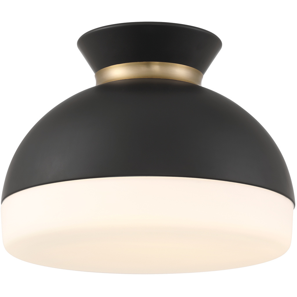 Gidget 2 Light 15 inch Matte Black and Vibrant Gold Flush Ceiling Light