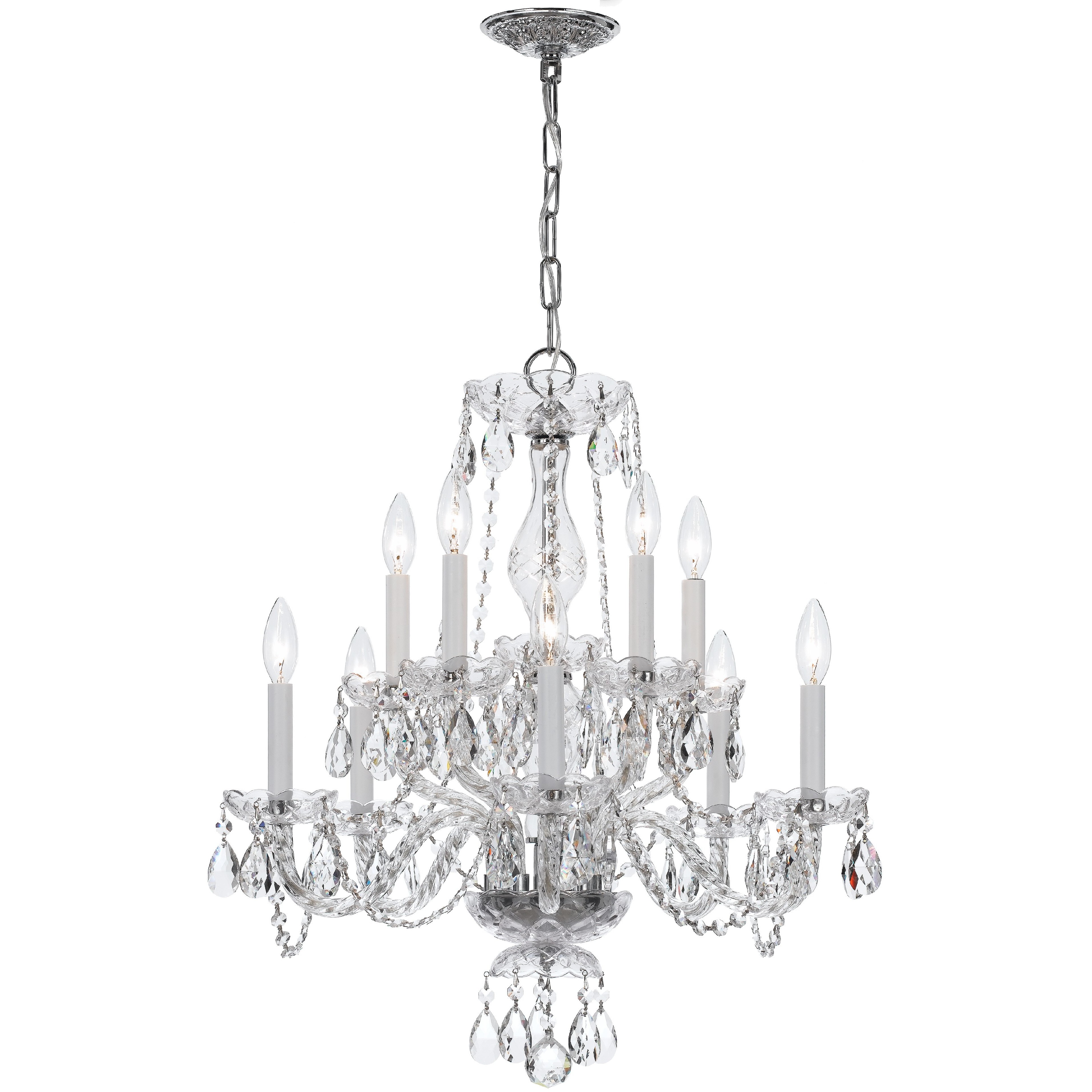 Traditional Crystal 10 Light 23 inch Polished Chrome Chandelier Ceiling Light