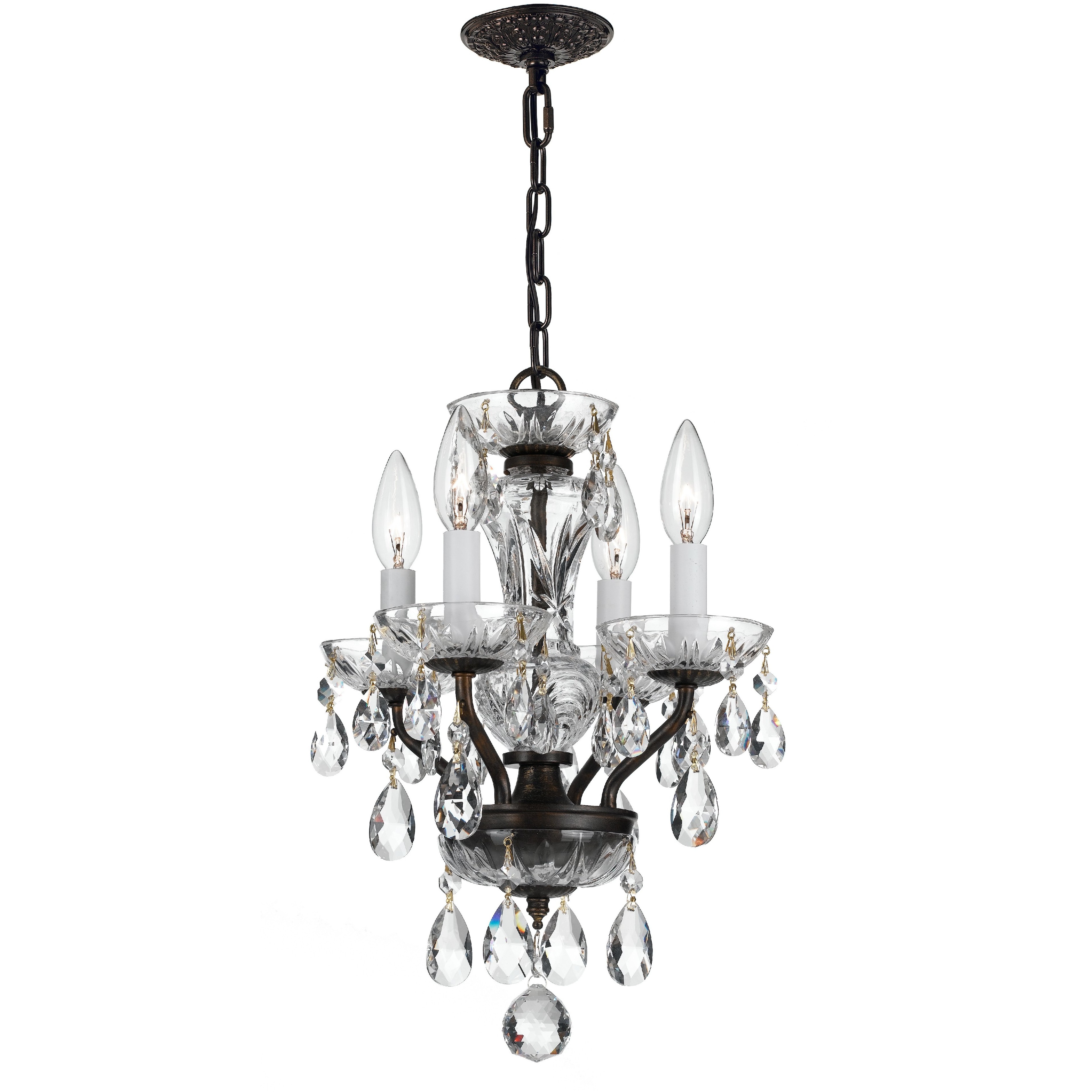 Welton 4 Light 11 inch English Bronze Mini Chandelier Ceiling Light in Clear Hand Cut