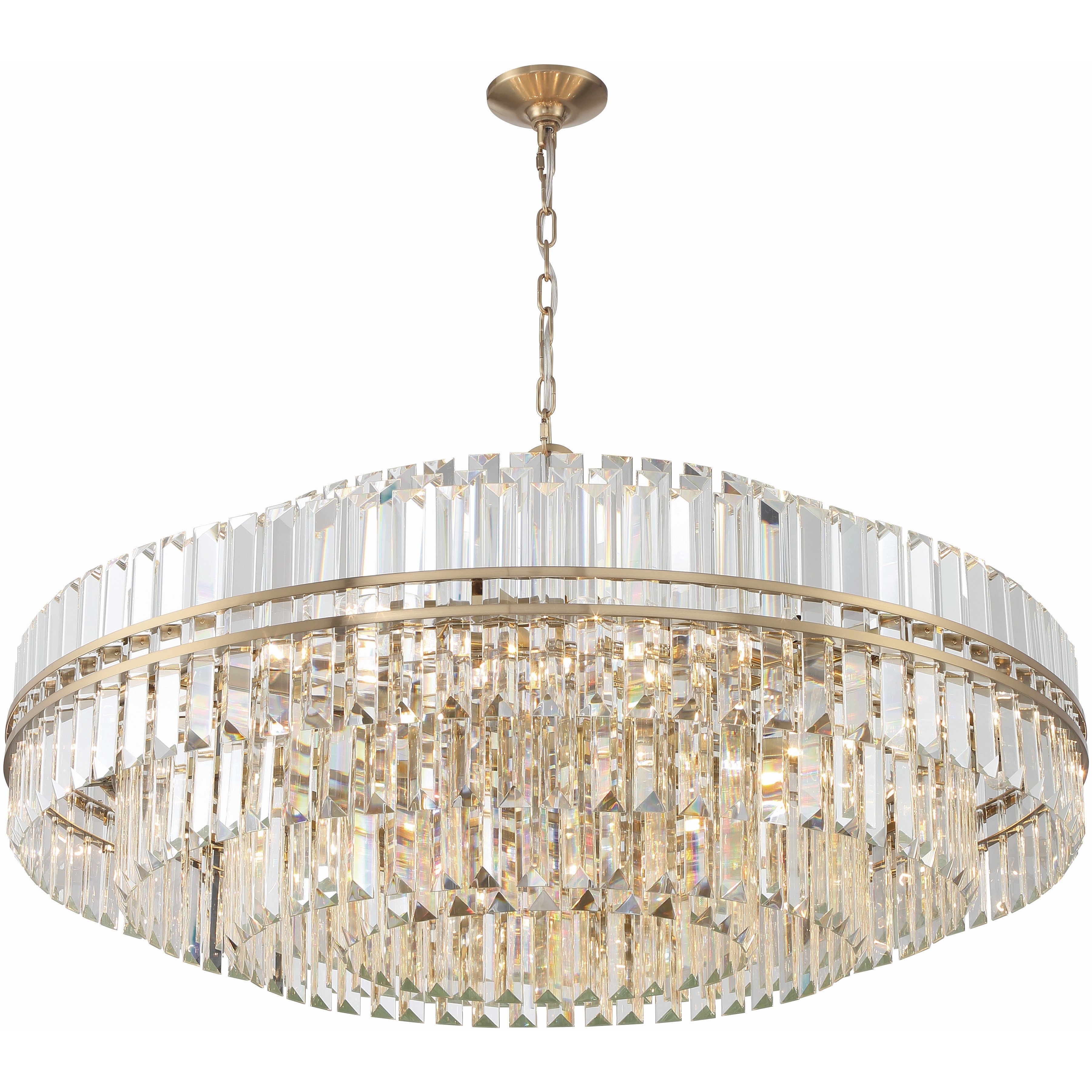 Hayes 32 Light 40.5 inch Aged Brass Chandelier Ceiling Light