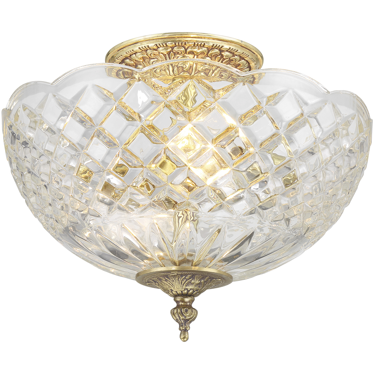 Milton 2 Light 10 inch Olde Brass Semi Flush Ceiling Light