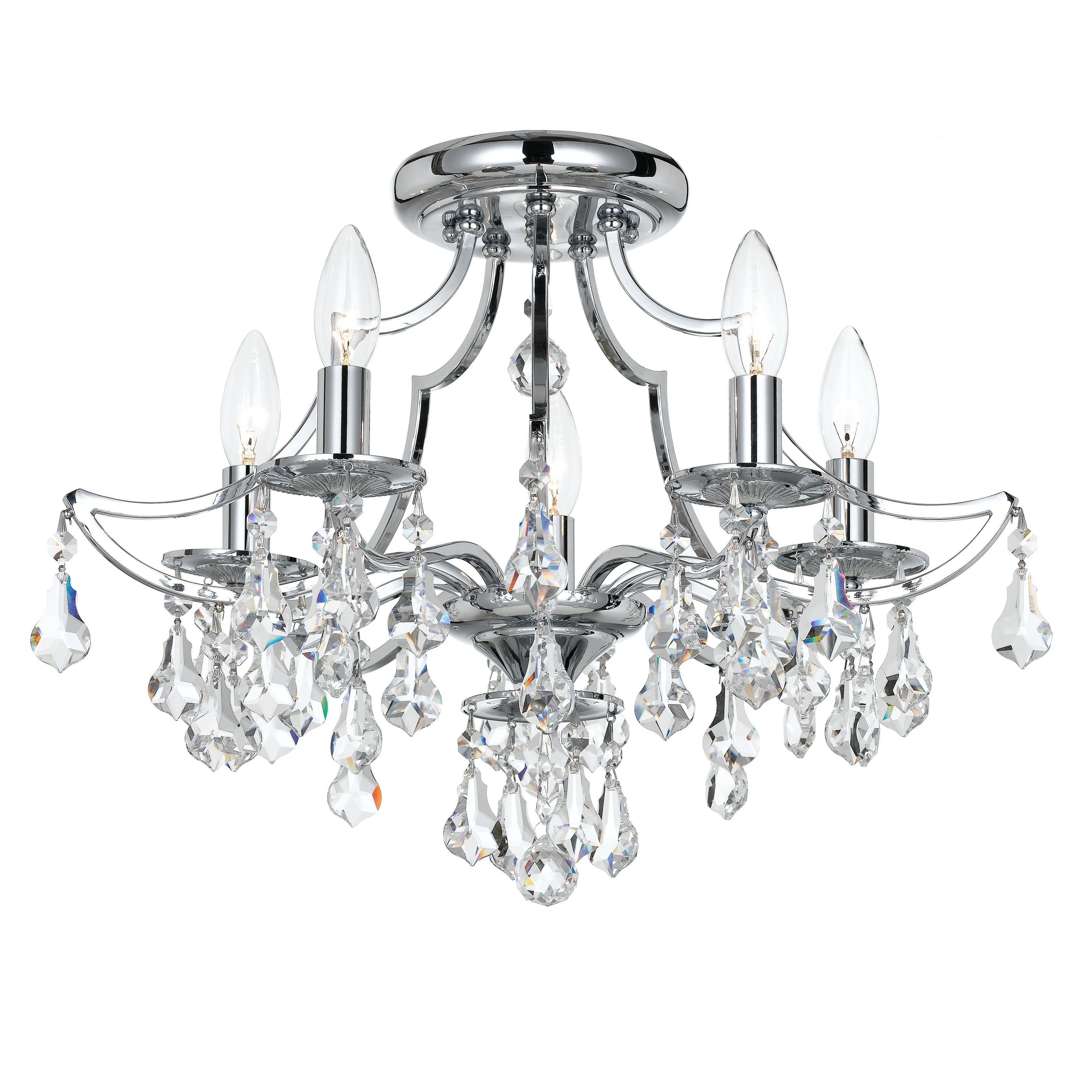 Cedar 5 Light 18.5 inch Polished Chrome Semi Flush Ceiling Light in Clear Hand Cut