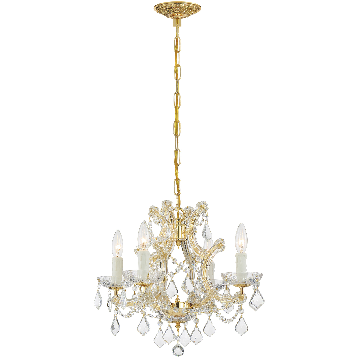 Maria Theresa 4 Light 16.5 inch Gold Mini Chandelier Ceiling Light in Clear Hand Cut