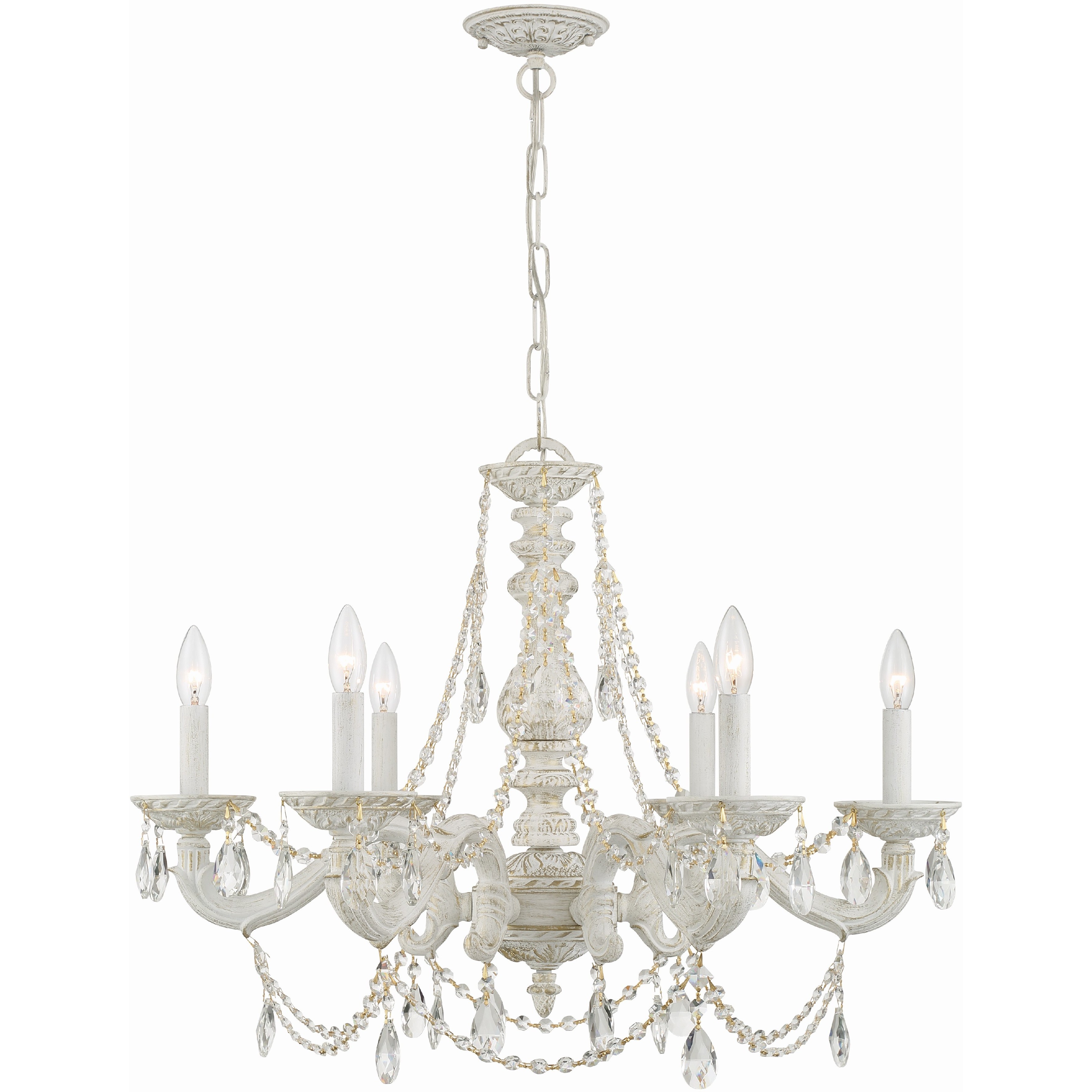 Paris Market 6 Light 28 inch Antique White Chandelier Ceiling Light in Clear Hand Cut