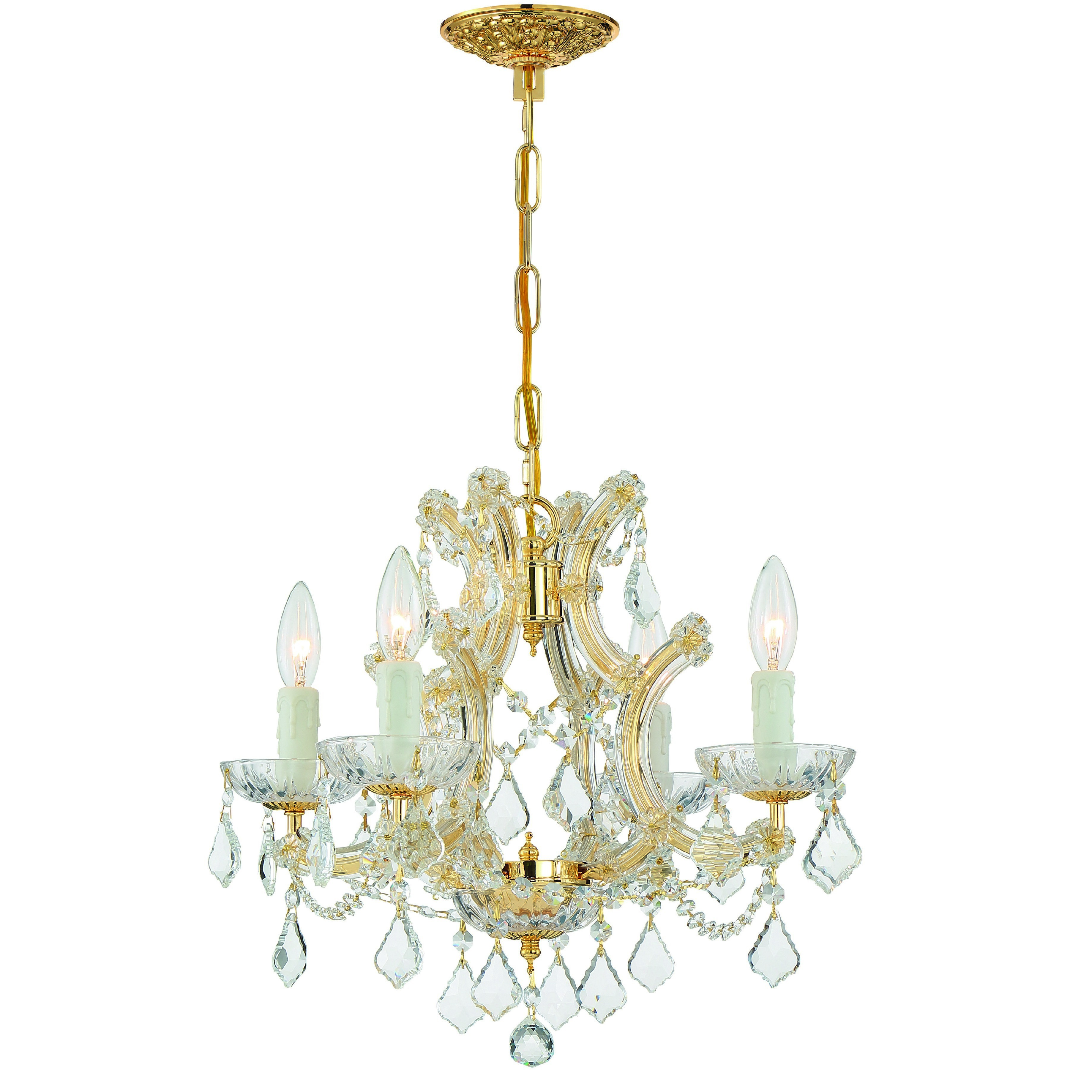 Crystorama 4474 GD CL SAQ Maria Theresa 4 Light 16.5 inch Gold Mini Chandelier Ceiling Light in Clear Spectra