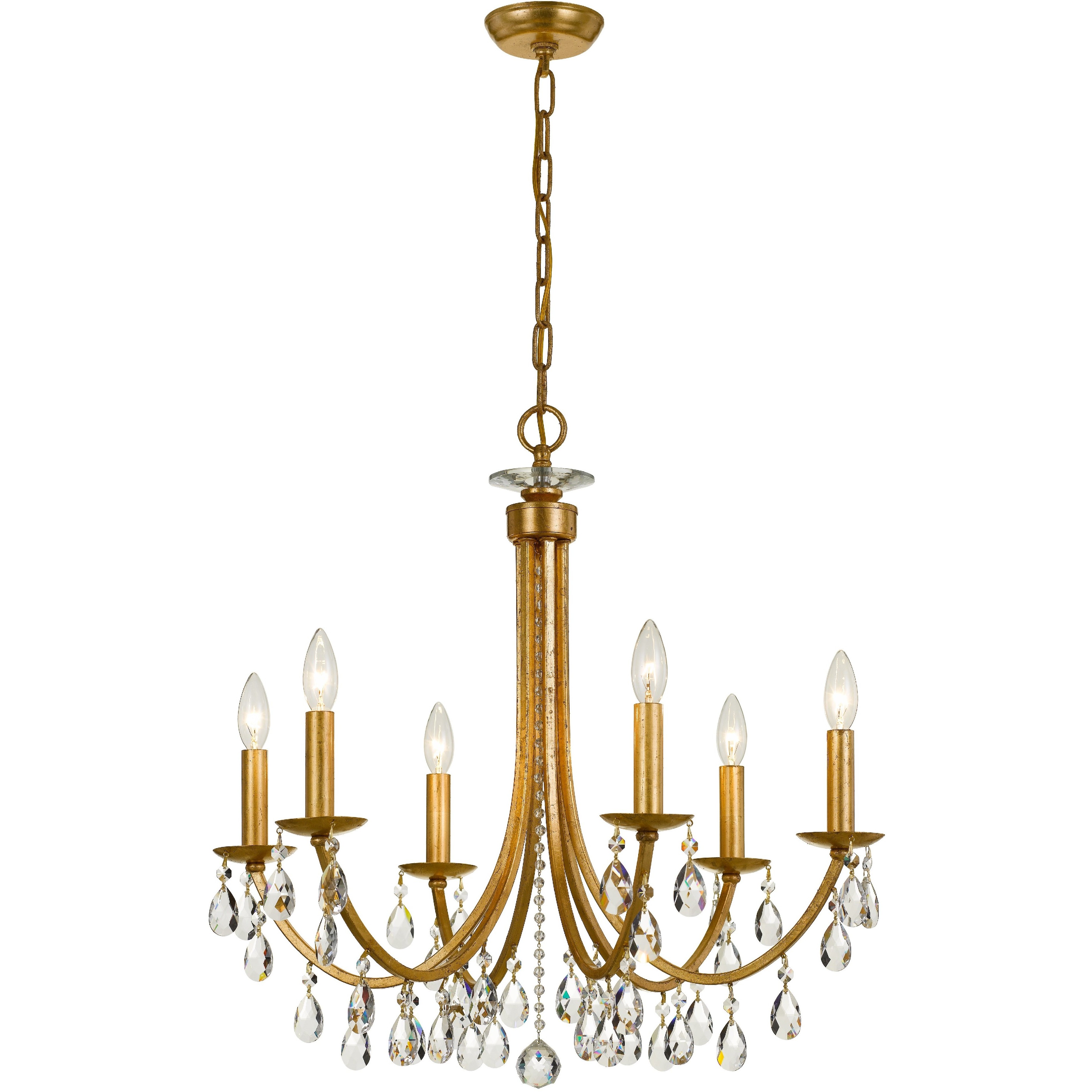 Bridgehampton 6 Light 26 inch Antique Gold Chandelier Ceiling Light in Clear Hand Cut