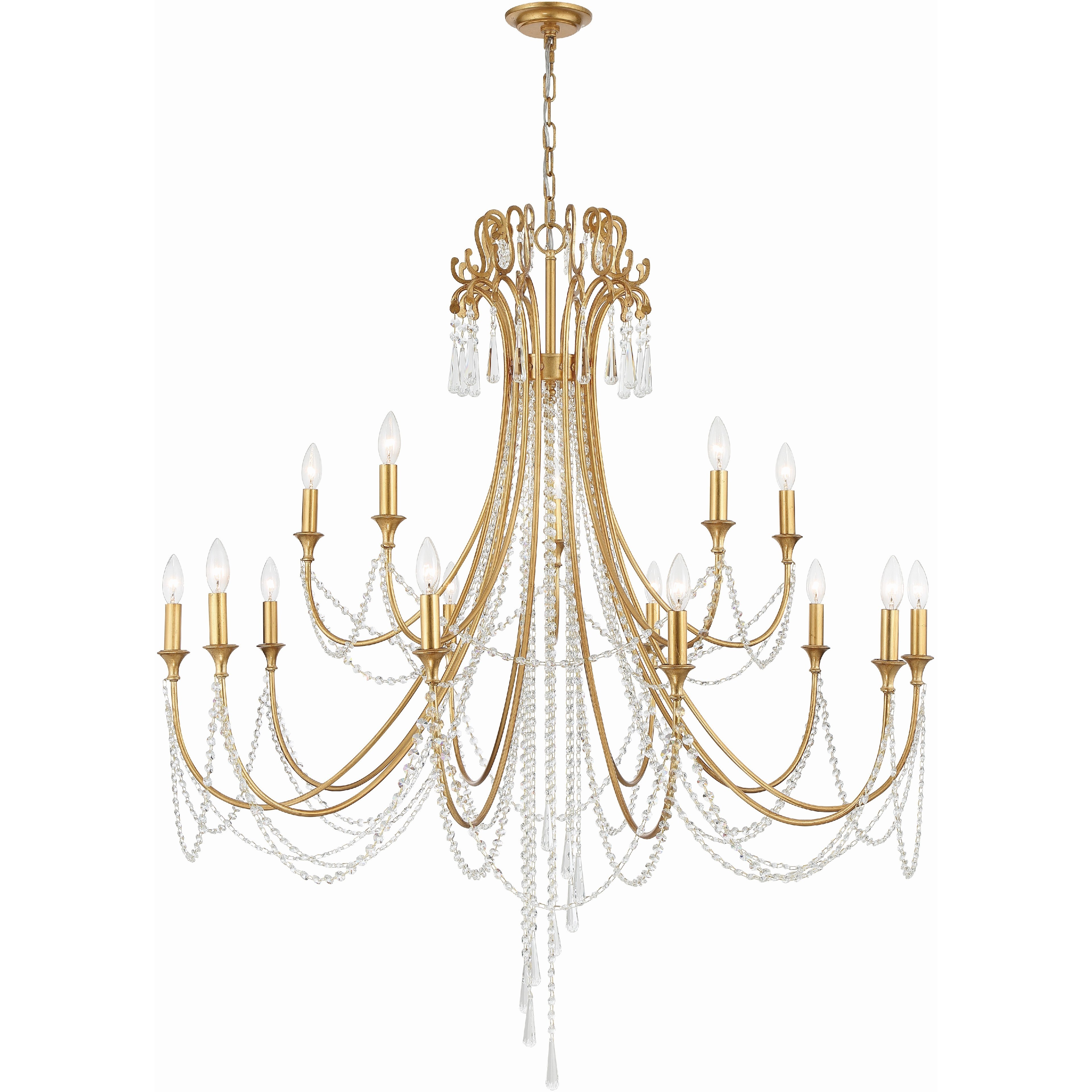 Arcadia 15 Light 46.25 inch Antique Gold Chandelier Ceiling Light
