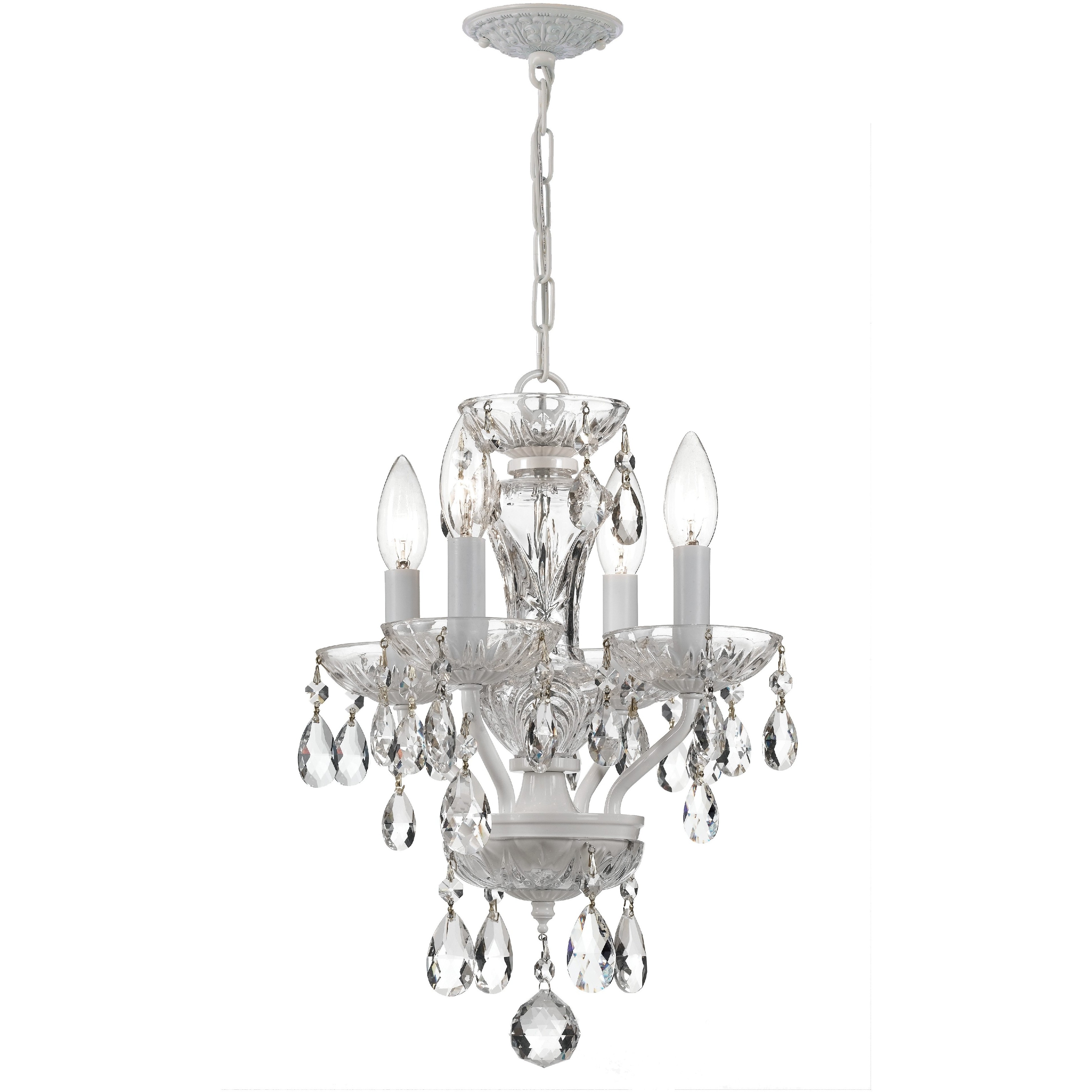 Welton 4 Light 11 inch Wet White Mini Chandelier Ceiling Light in Clear Italian