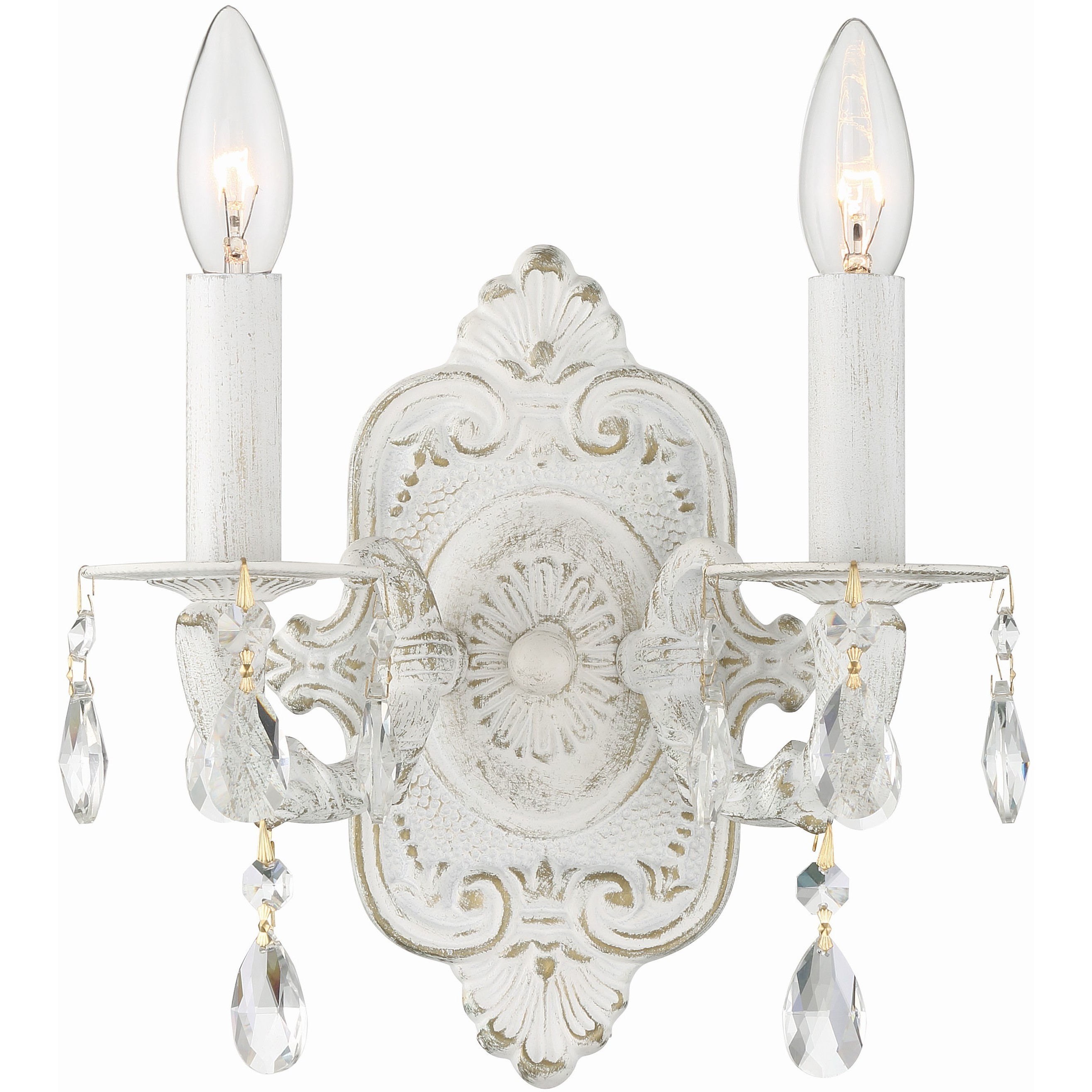 Paris Market Sconce Wall Light in Clear Hand Cut, Antique White