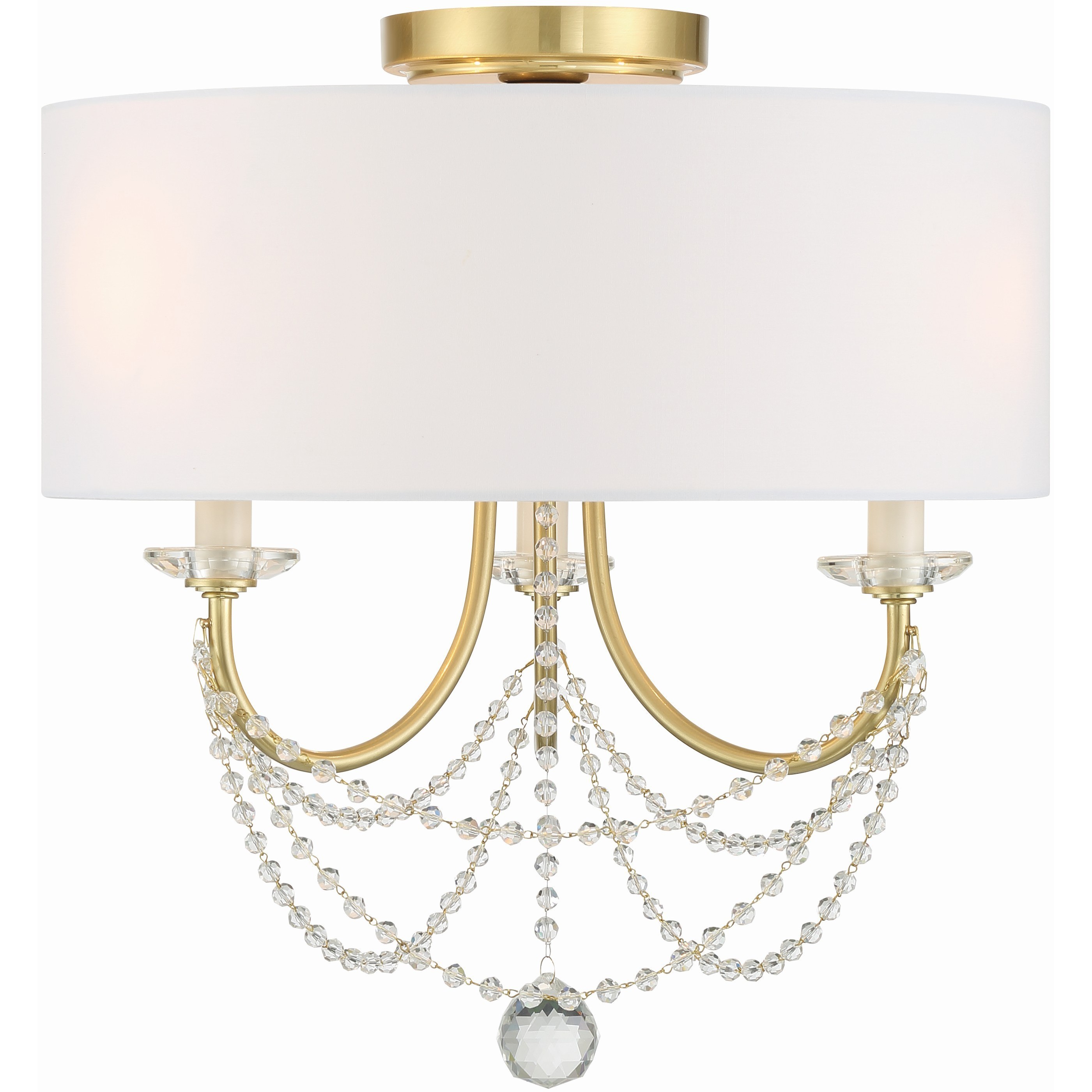 Delilah 3 Light 15.75 inch Aged Brass Semi Flush Ceiling Light