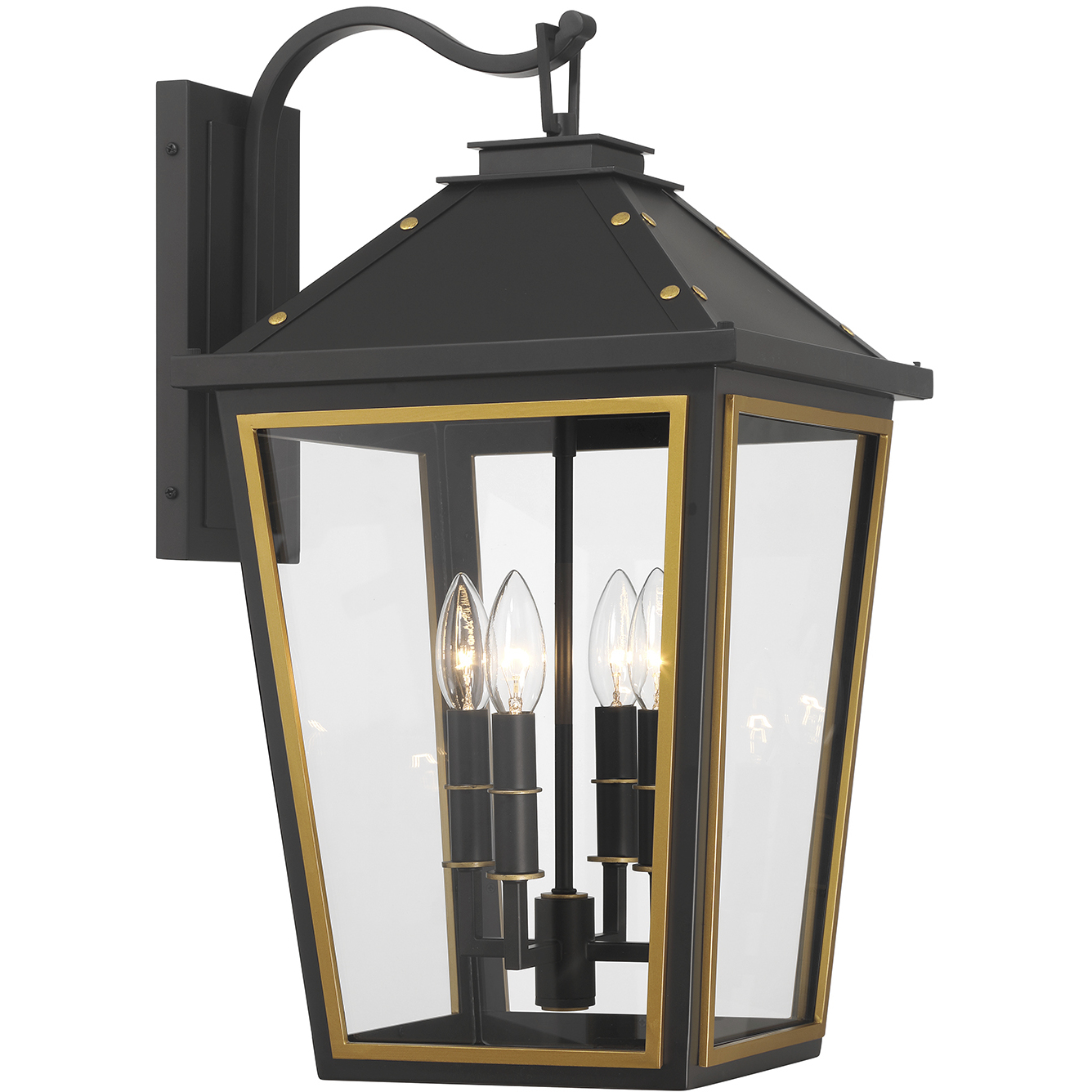 Hawkins 4 Light 22.5 inch Matte Black and Textured Gold Outdoor Sconce