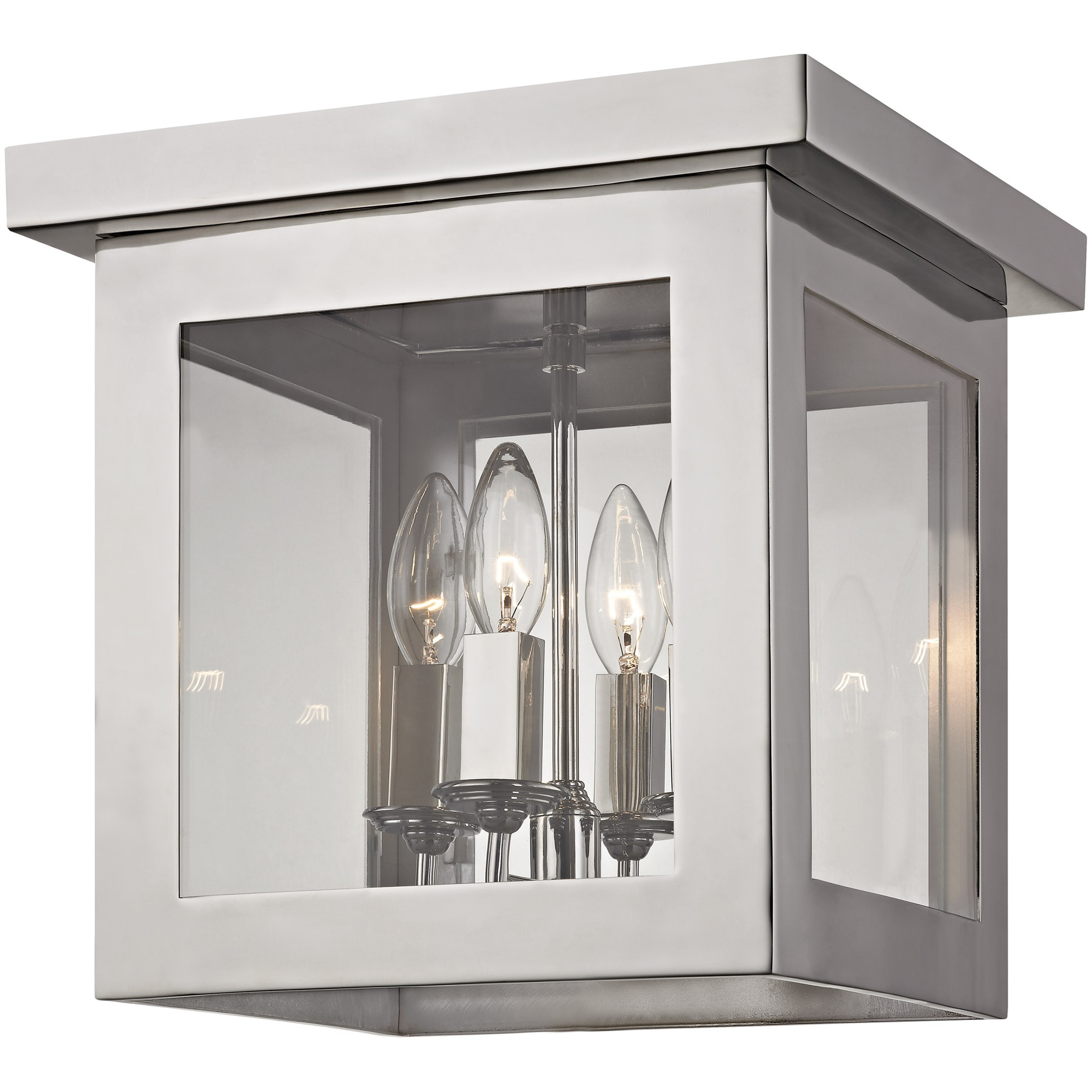Hurley 4 Light 11.75 inch Polished Nickel Flush Ceiling Light
