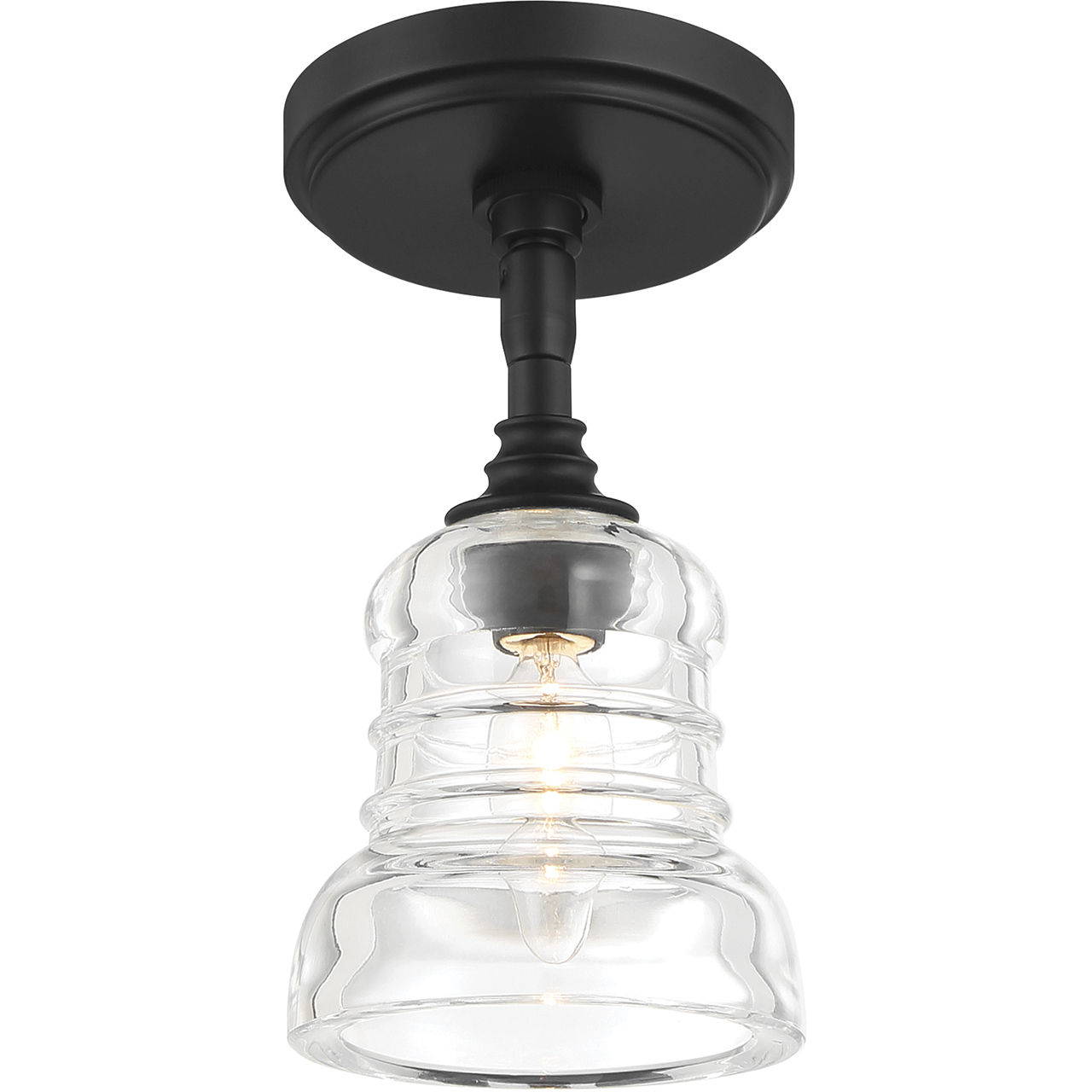 Gregory 1 Light 5 inch Matte Black Semi Flush Ceiling Light