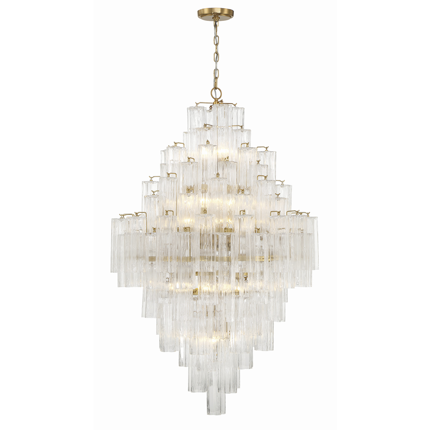 Addis 20 Light 31.5 inch Aged Brass Chandelier Ceiling Light in Clear