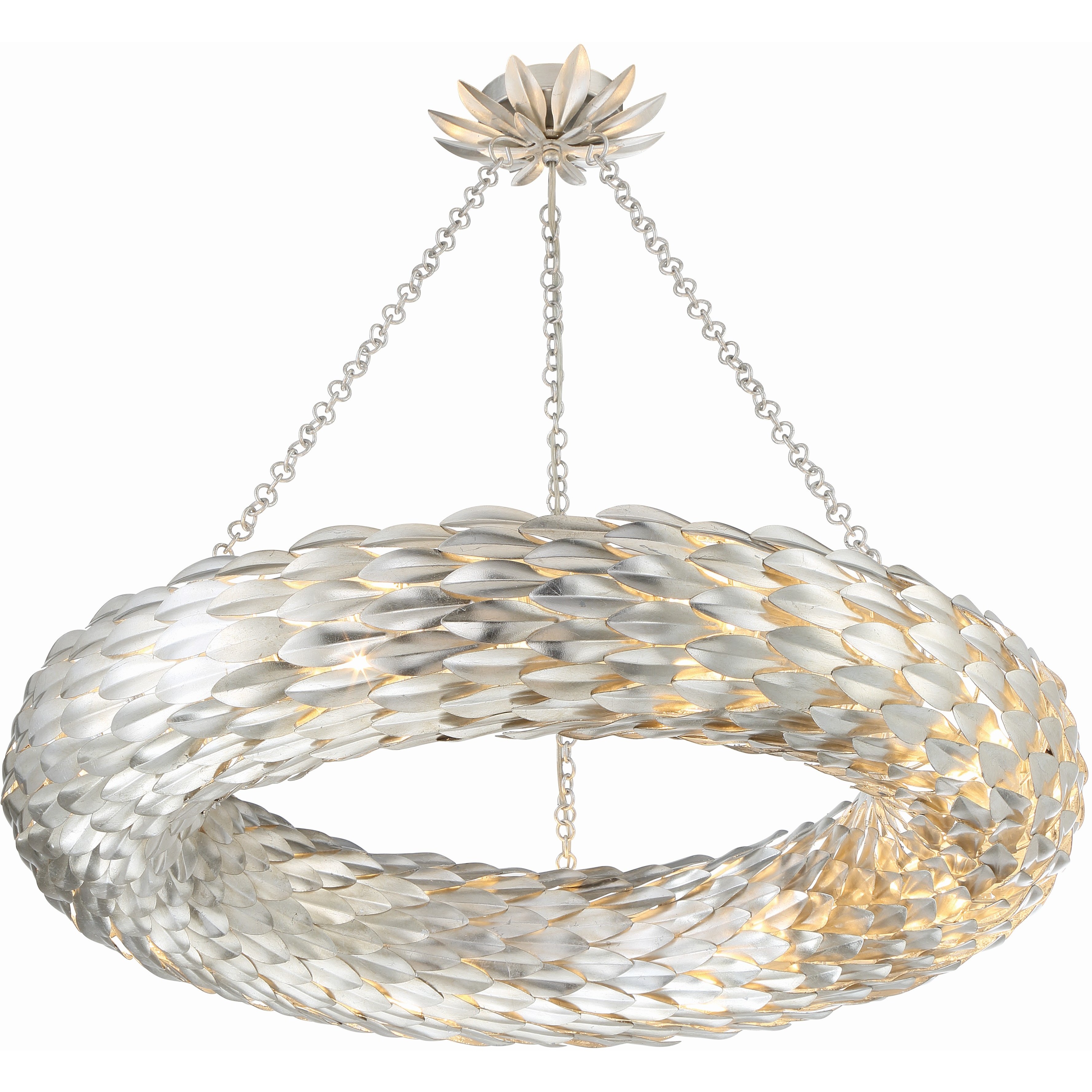 Broche 8 Light 33.5 inch Antique Silver Chandelier Ceiling Light