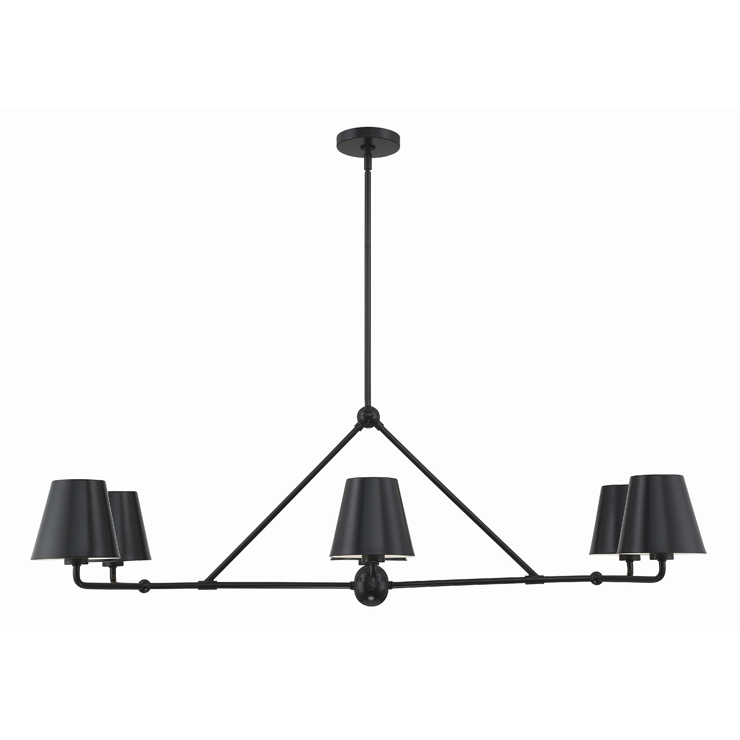 Xavier 6 Light 46 inch Matte Black Linear Chandelier Ceiling Light