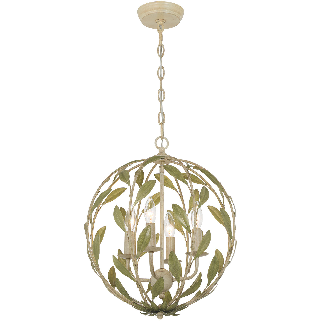 Broche 4 Light 16 inch Champagne Green Tea Mini Chandelier Ceiling Light