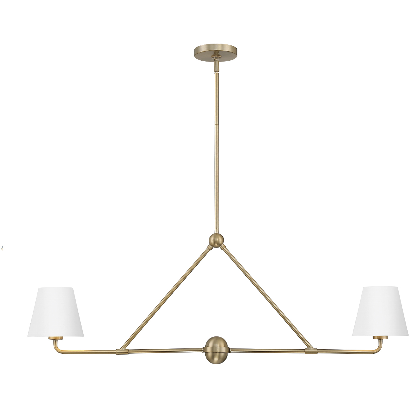 Xavier 2 Light 42 inch Vibrant Gold Linear Chandelier Ceiling Light in Vibrant Gold and White