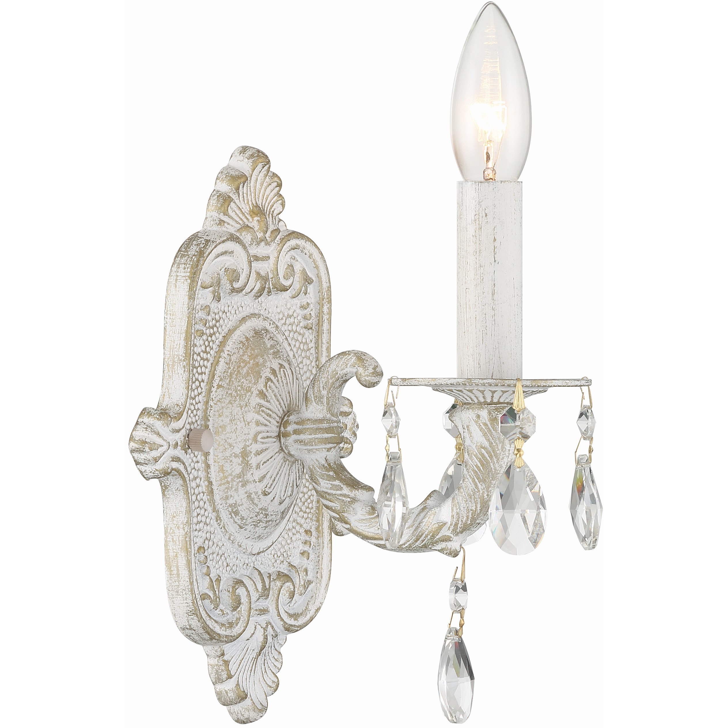 Paris Market Sconce Wall Light in Clear Spectra, Antique White