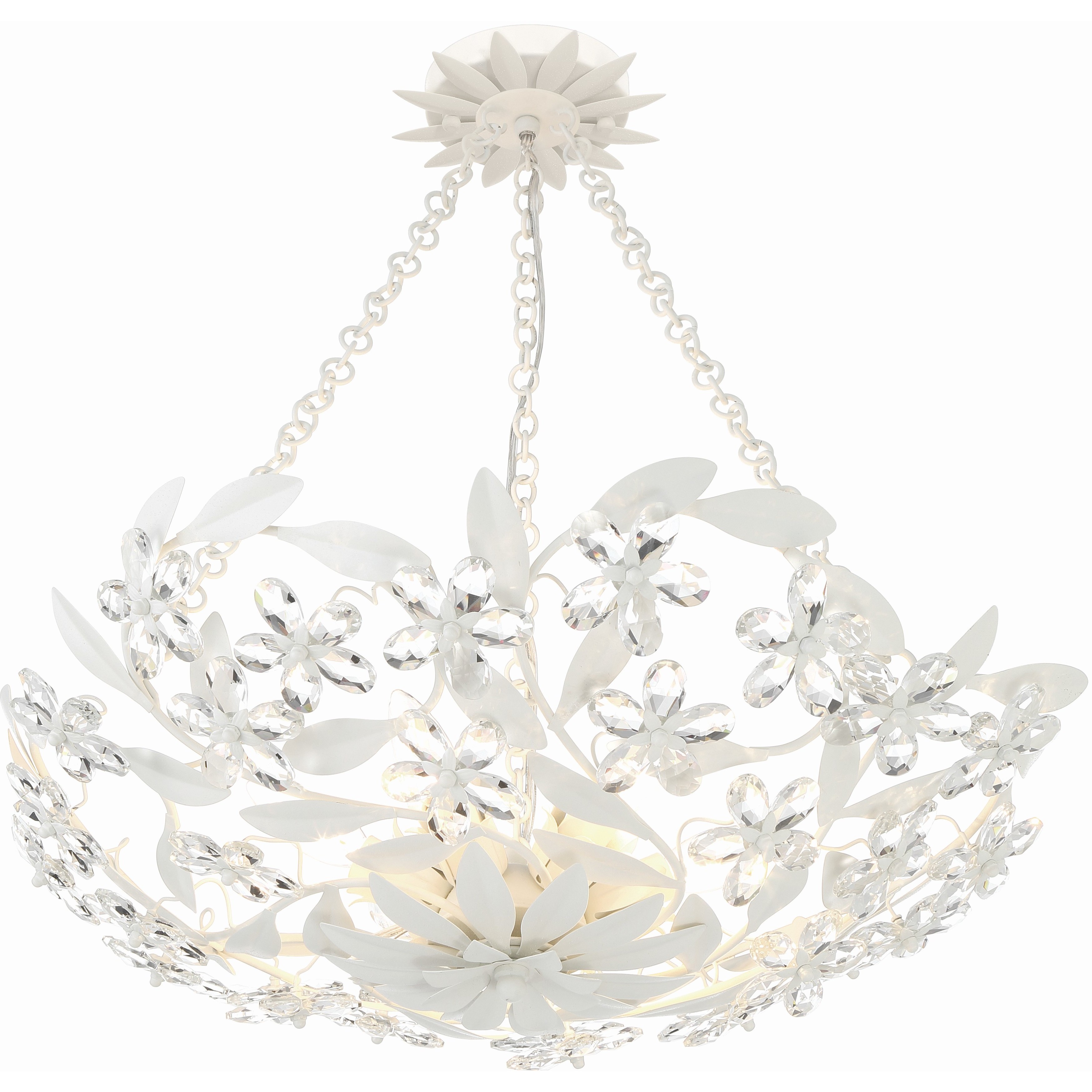 Marselle 6 Light 24 inch Matte White Semi Flush Ceiling Light