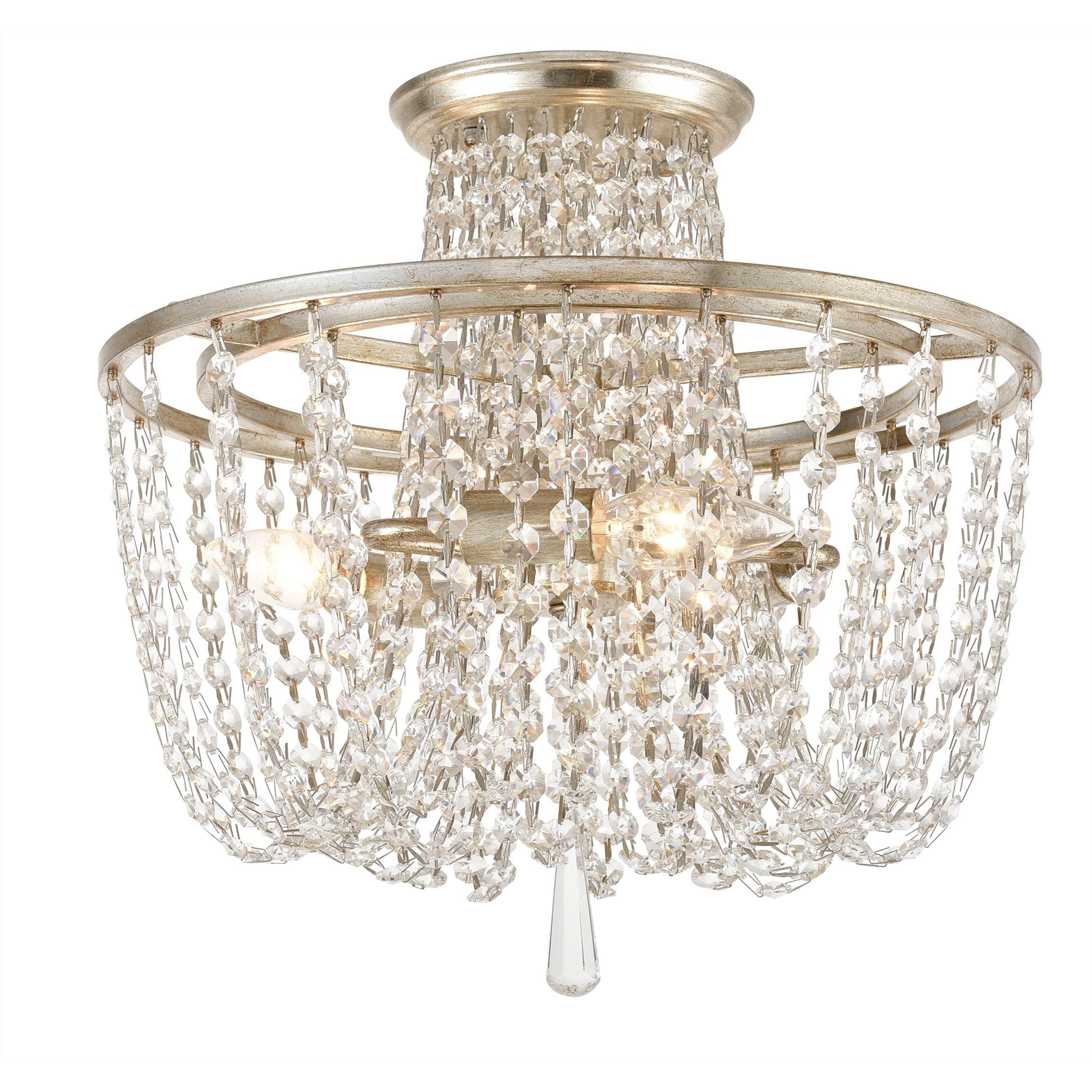 Arcadia 3 Light 15 inch Antique Silver Semi Flush Ceiling Light