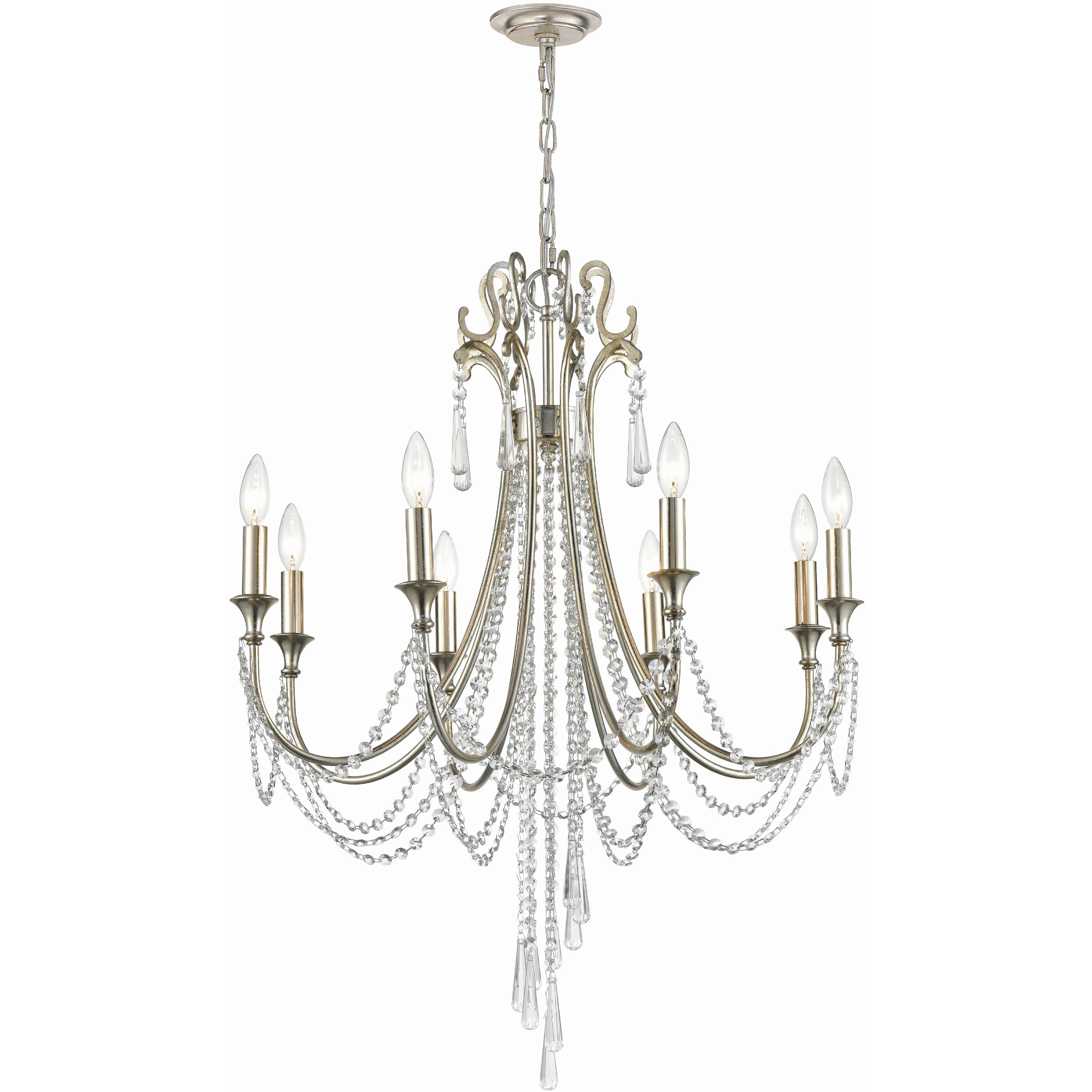 Arcadia 8 Light 26.75 inch Antique Silver Chandelier Ceiling Light