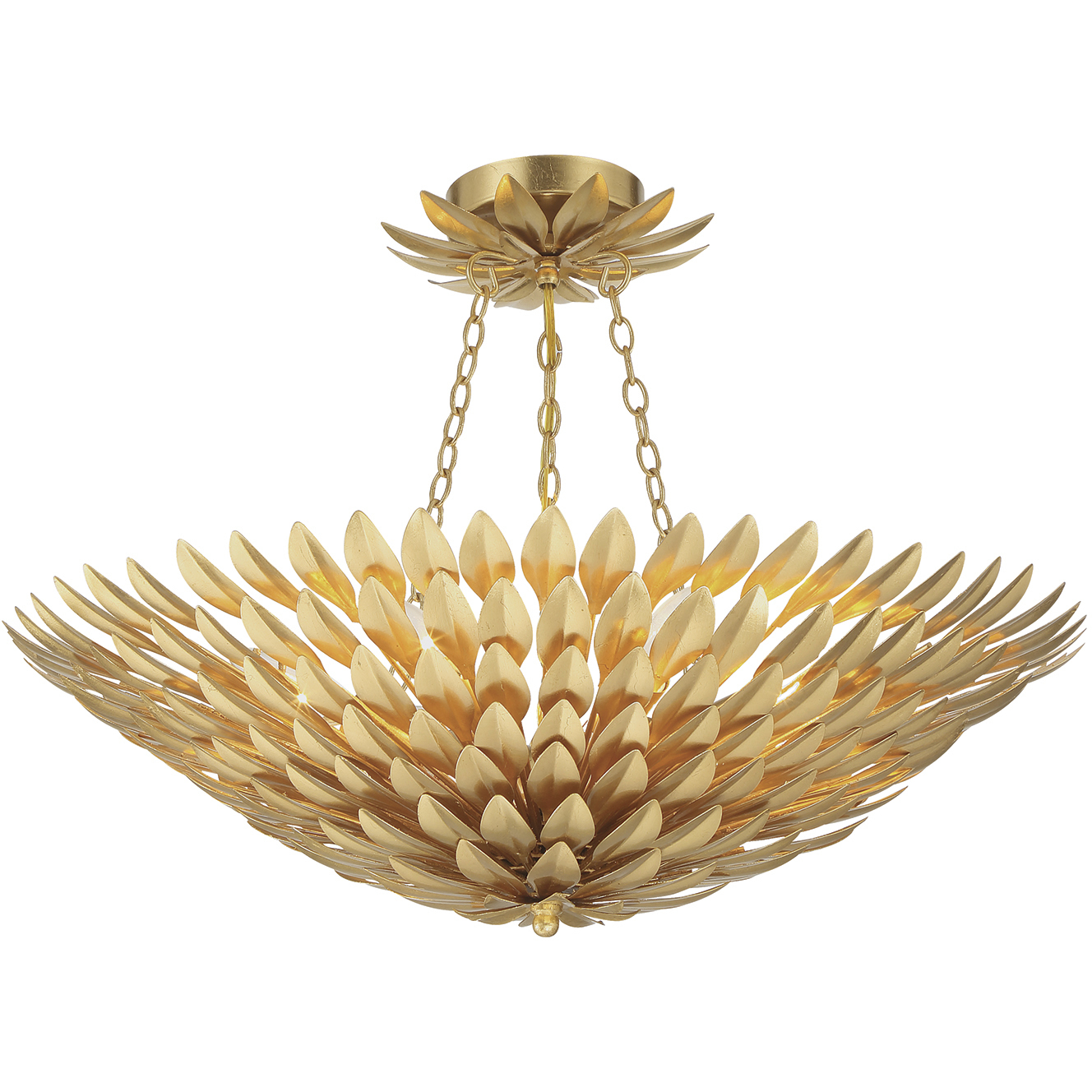 Broche 6 Light 24.5 inch Antique Gold Semi Flush Ceiling Light
