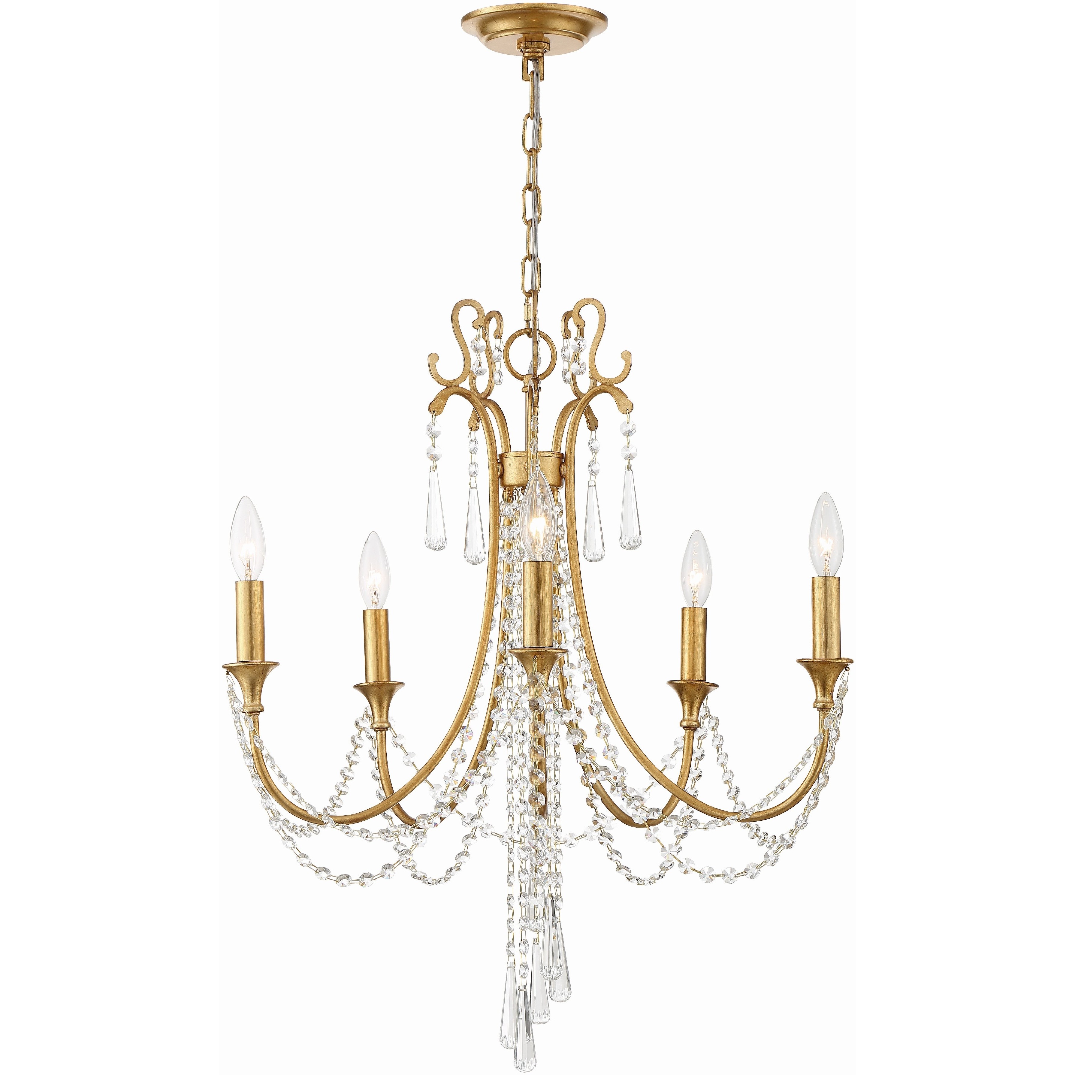 Arcadia 5 Light 23.5 inch Antique Gold Chandelier Ceiling Light in Antique Brass and Black