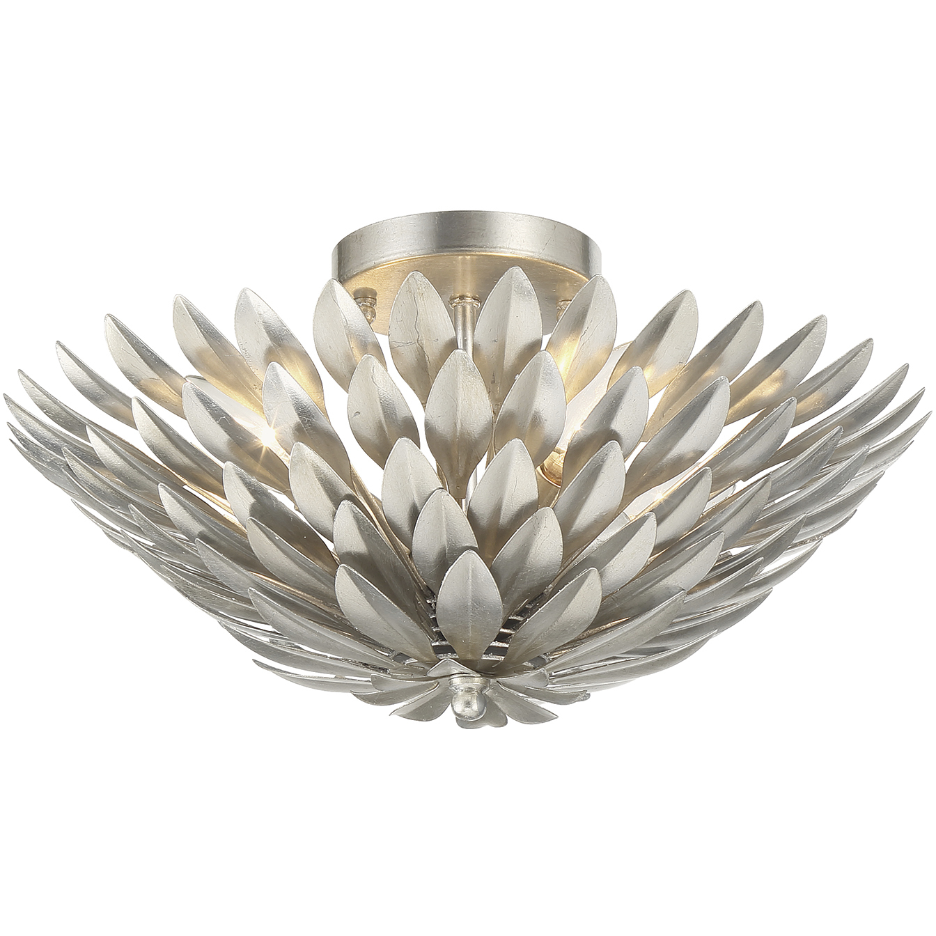 Broche 4 Light 16 inch Antique Silver Semi Flush Ceiling Light